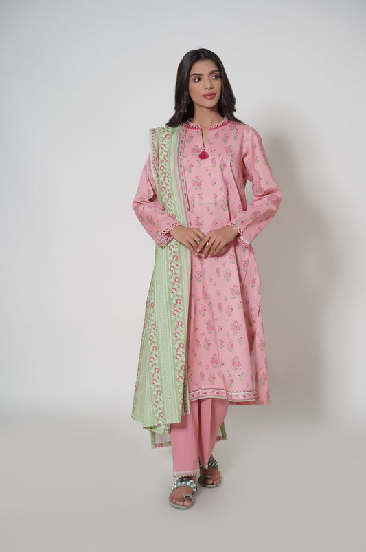 Unstitched 3 Piece Printed Cambric Suit