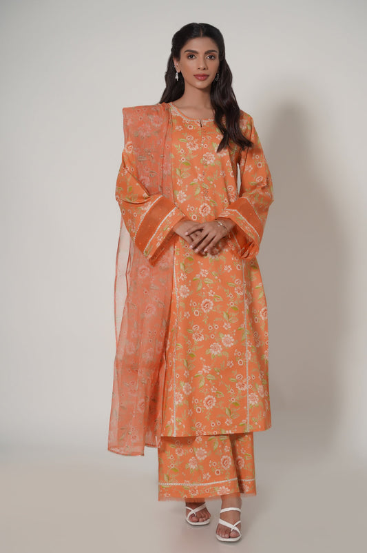 Unstitched 3 Piece Printed Cambric Suit