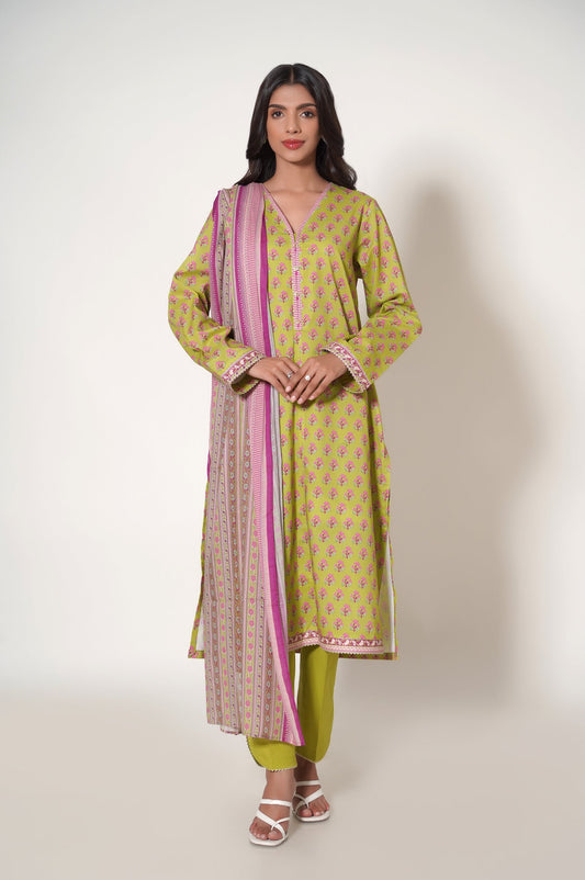 Unstitched 3 Piece Printed Cambric Suit
