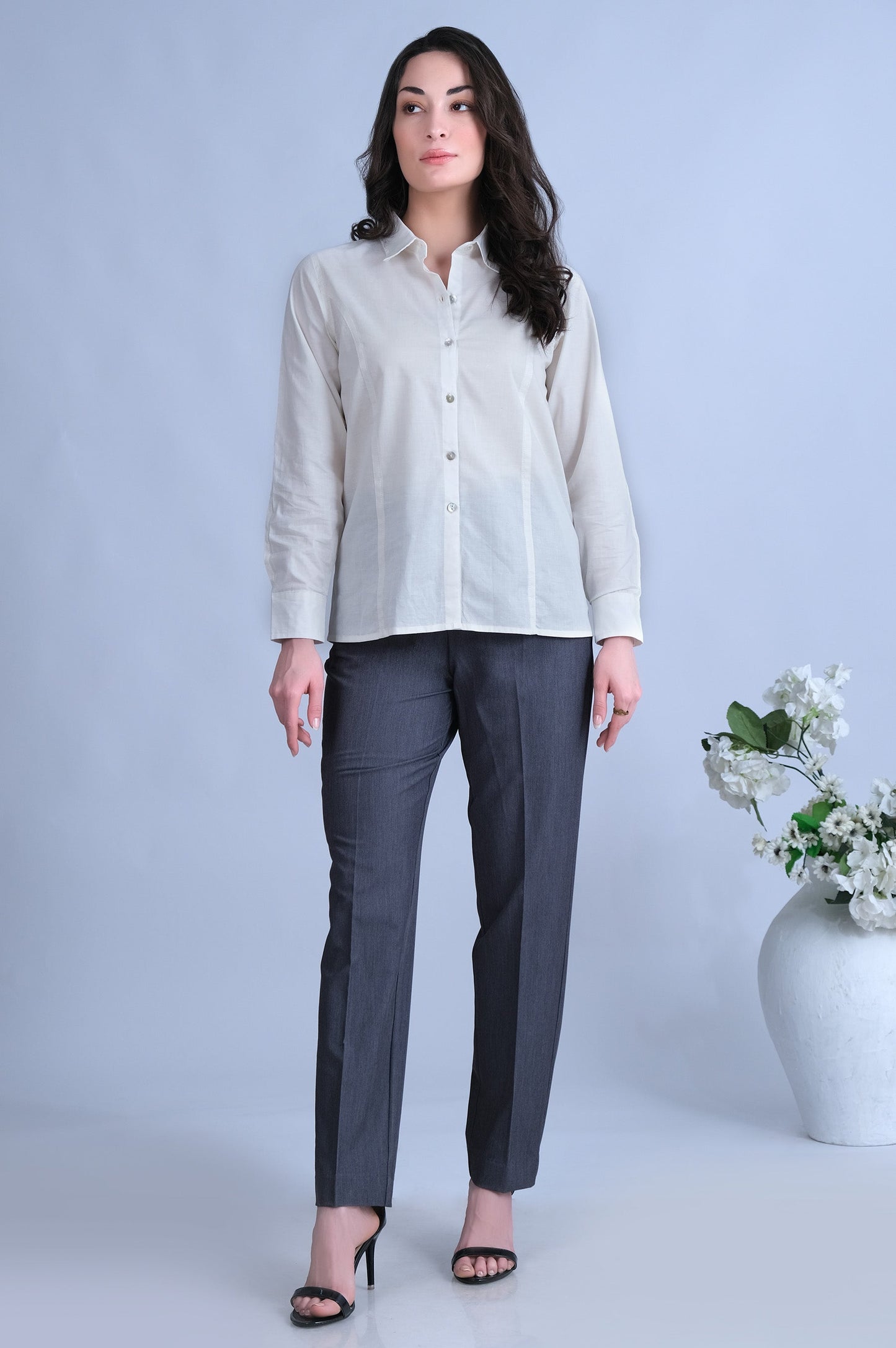 Straight Fit Formal Pants - Grey