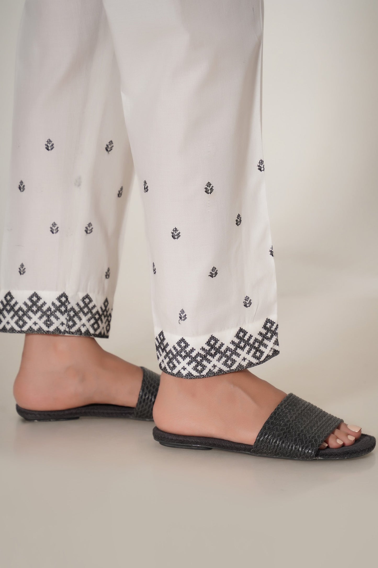 Stitched Cambric Embroidered  Bottom