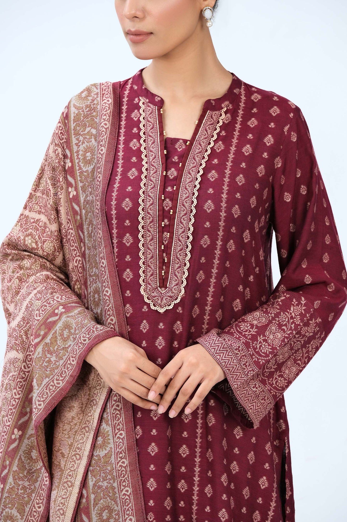 Stitched 3 Piece Yarn Dyed Jacquard Suit