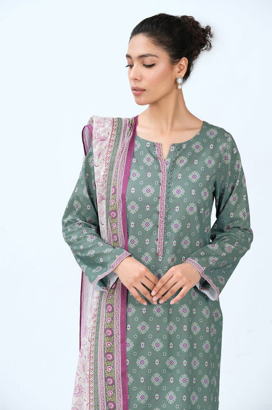 Unstitched 3 Piece Printed Cambric Suit