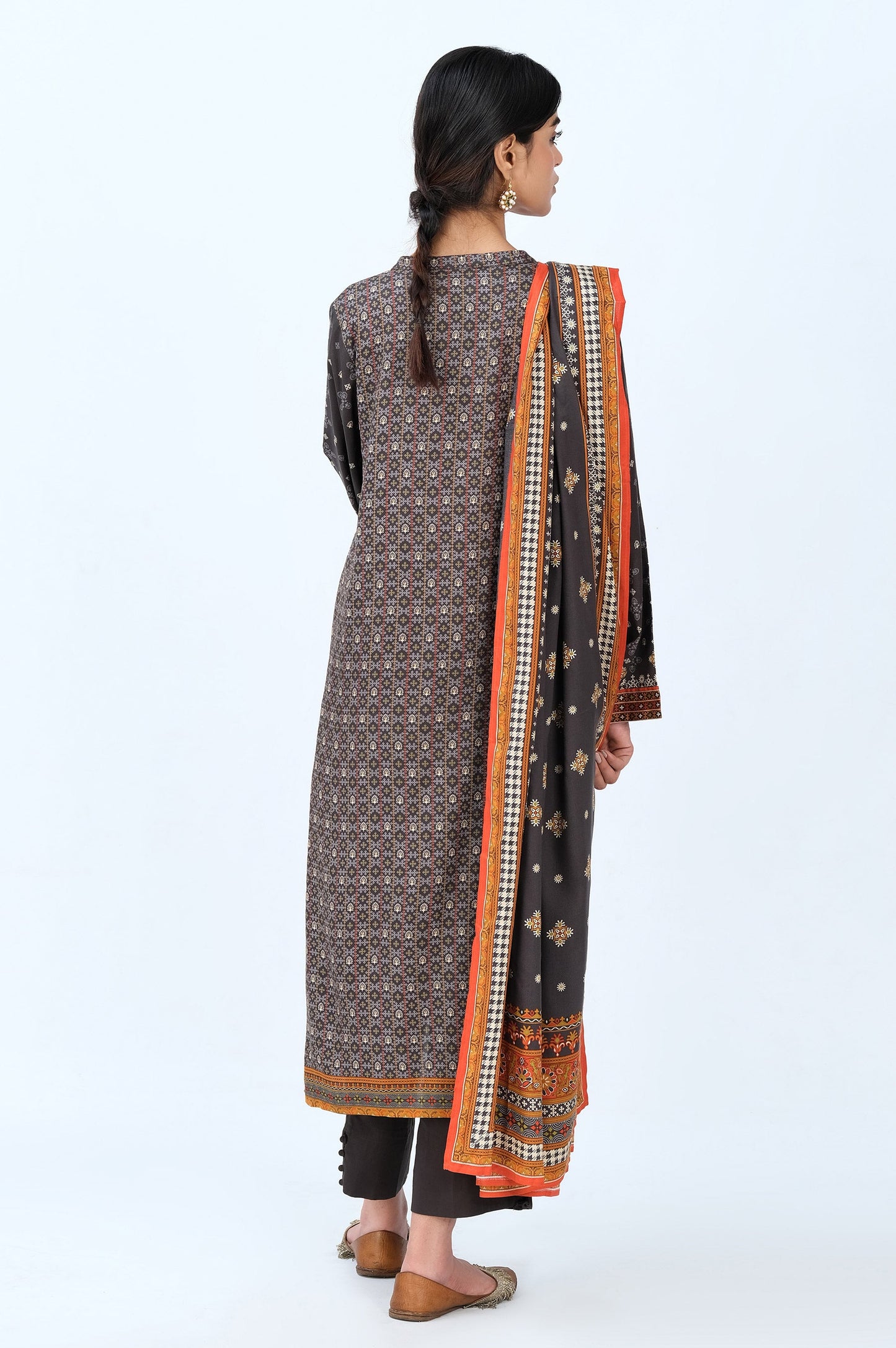 Stitched 3 Piece Printed Linen Viscose Suit