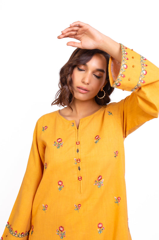 Unstitched 2 Piece Embroidered Khaddar Suit