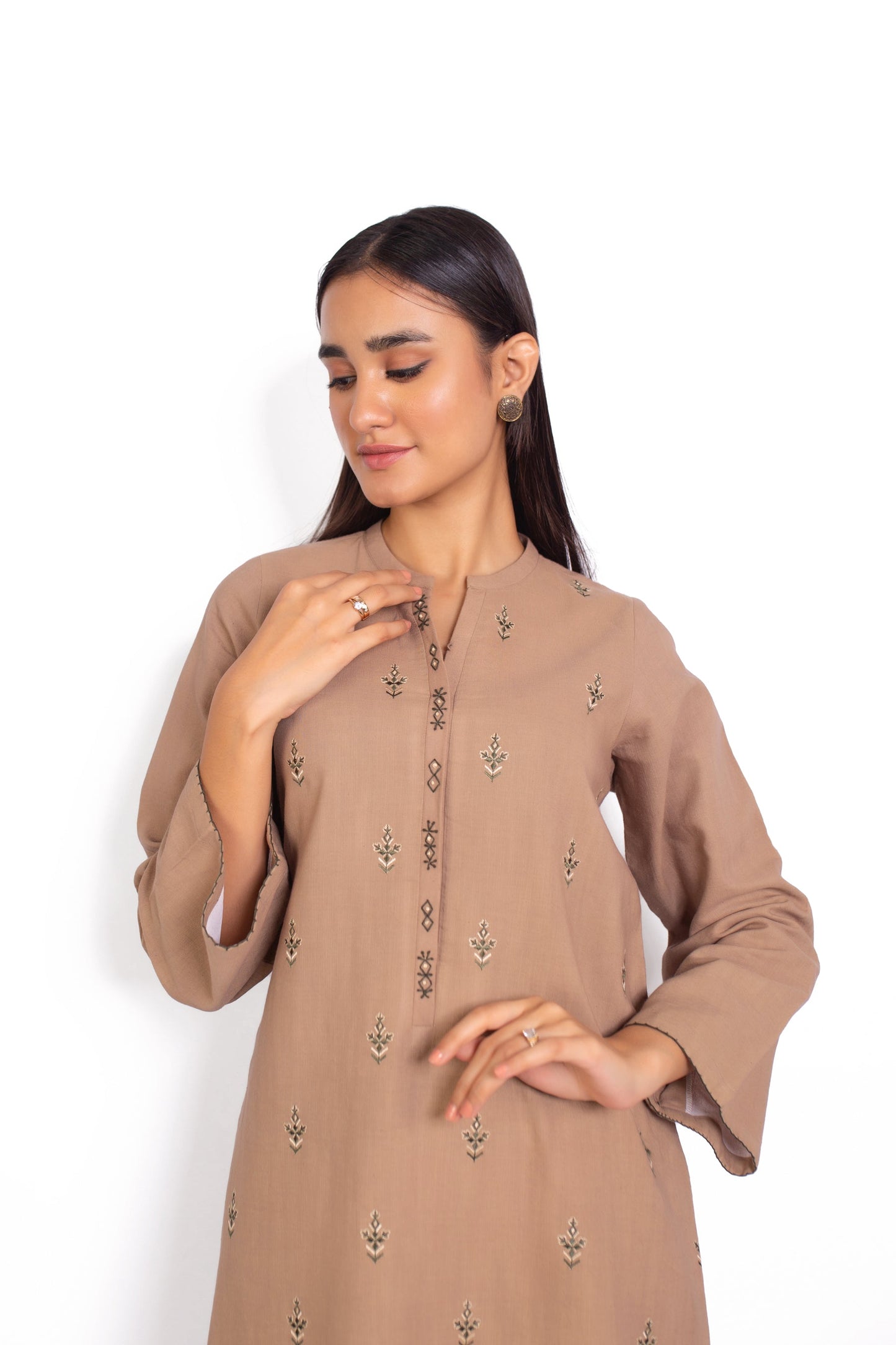 Unstitched 2 Piece Embroidered Khaddar Suit