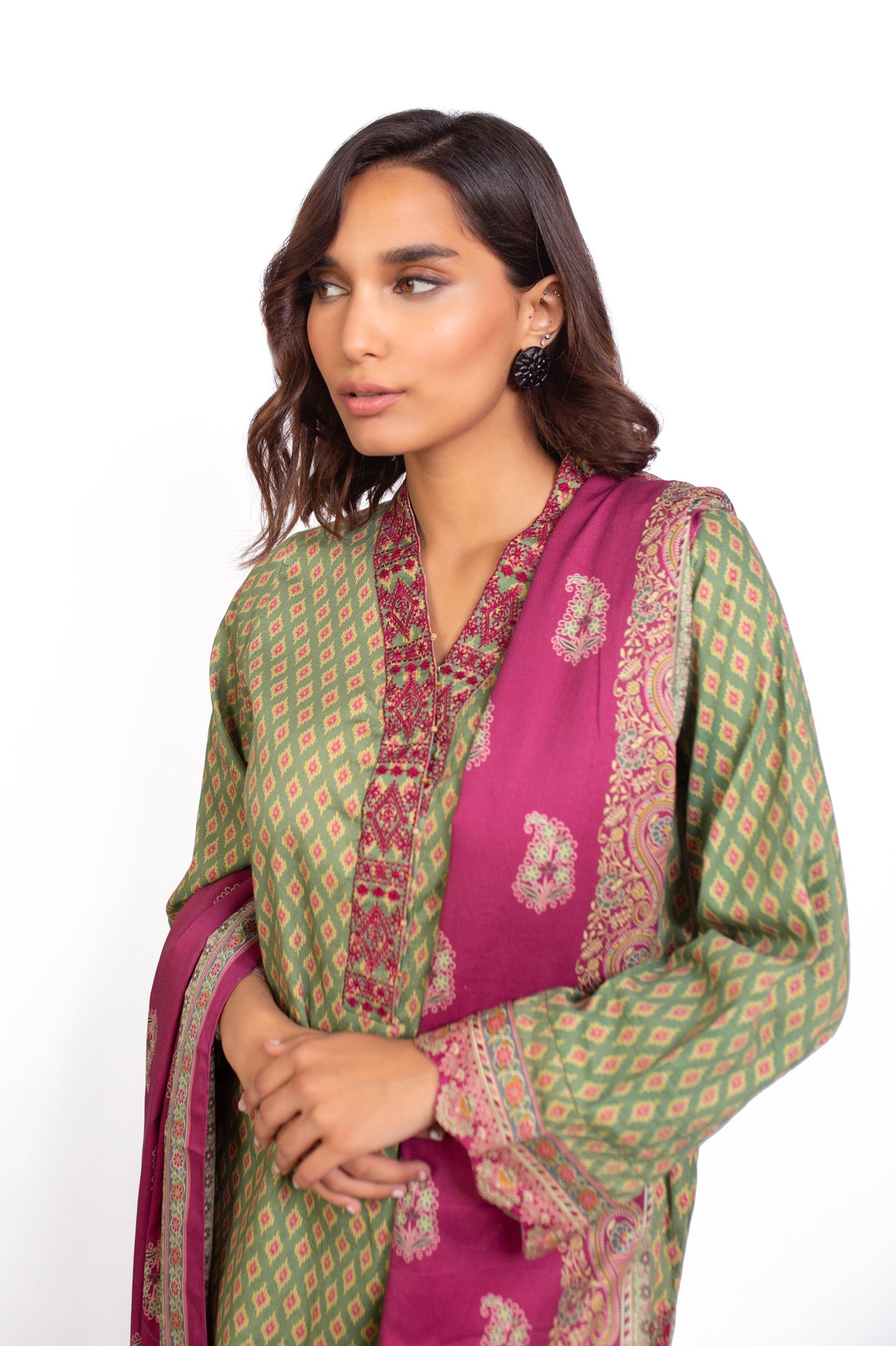 Unstitched 3 Piece Embroidered Cottel Suit