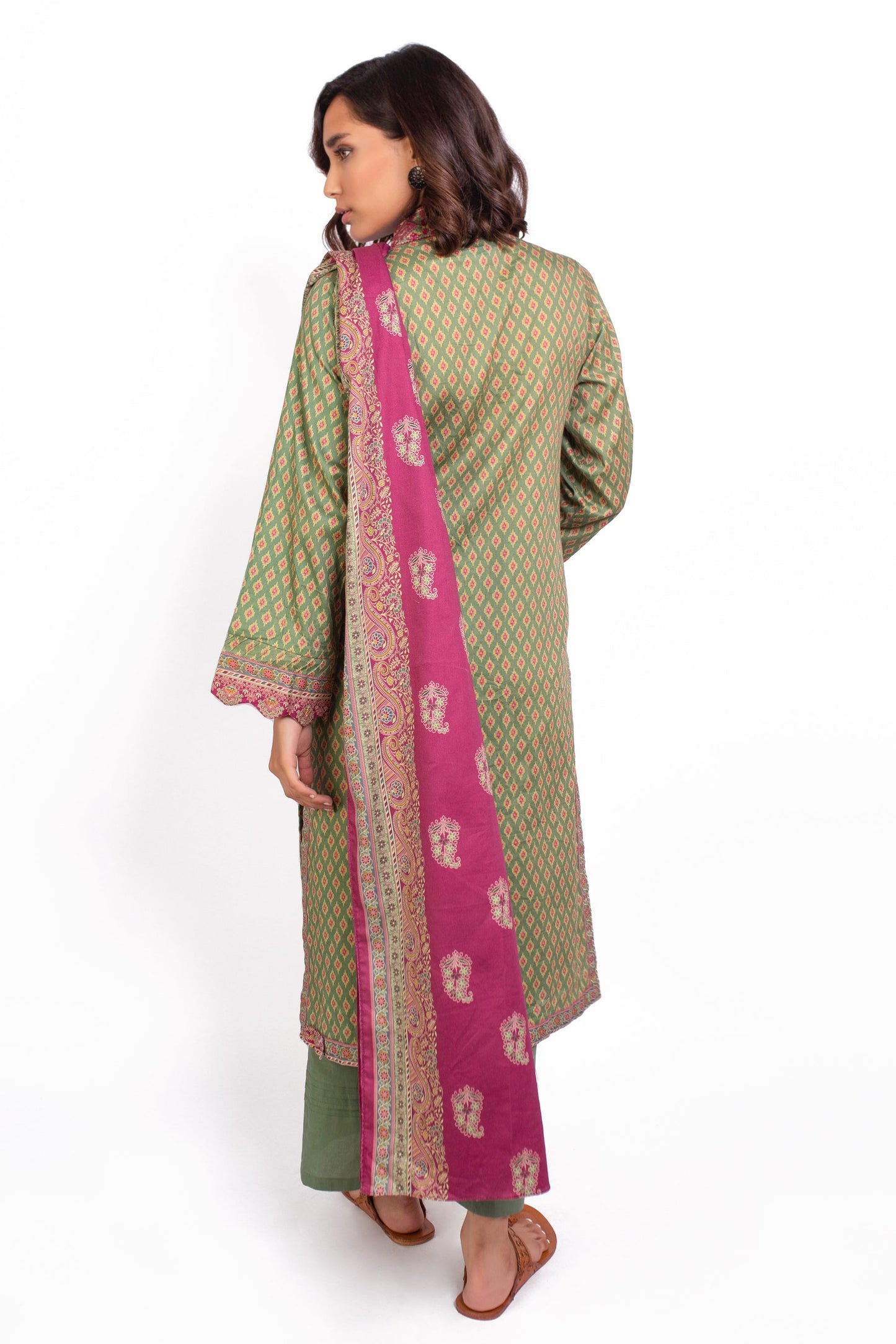 Stitched 3 Piece Embroidered Cottel Suit