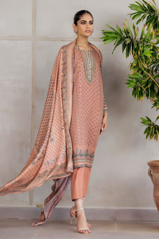 Unstitched 3 Piece Printed Lawn Suit with Cotton Net Dupatta