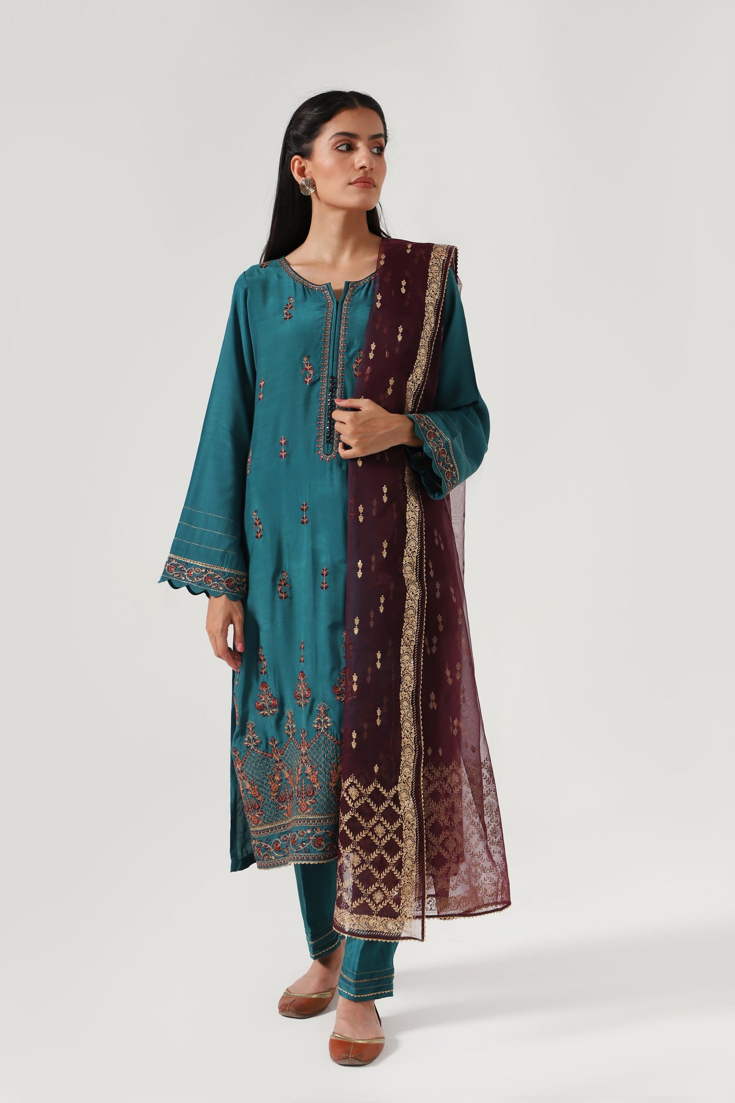 3 piece Unstitched Embroidered Rawsilk Suit