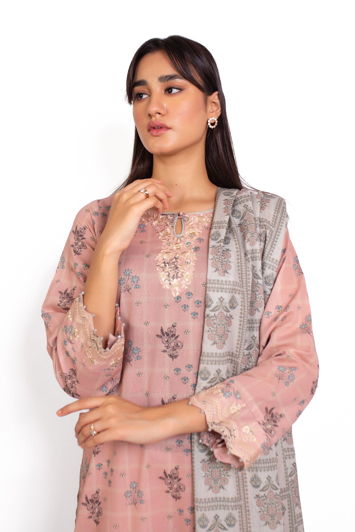 Unstitched 3 Piece Embroidered Karandi Suit