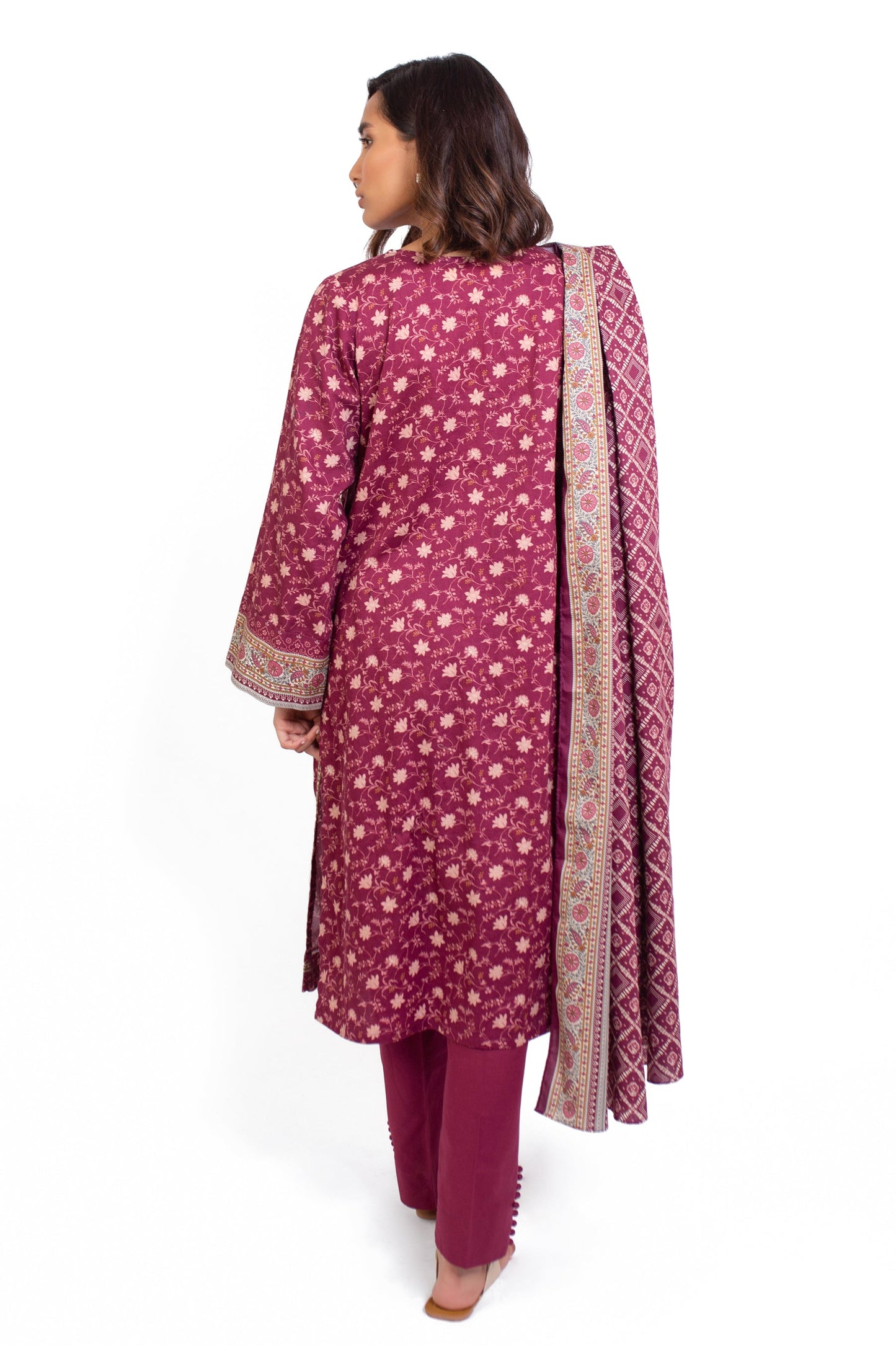 Stitched 3 Piece Embroidered Cottel Suit