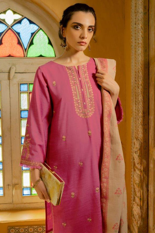 Unstitched 3 Piece Embroidered Khaddar Suit