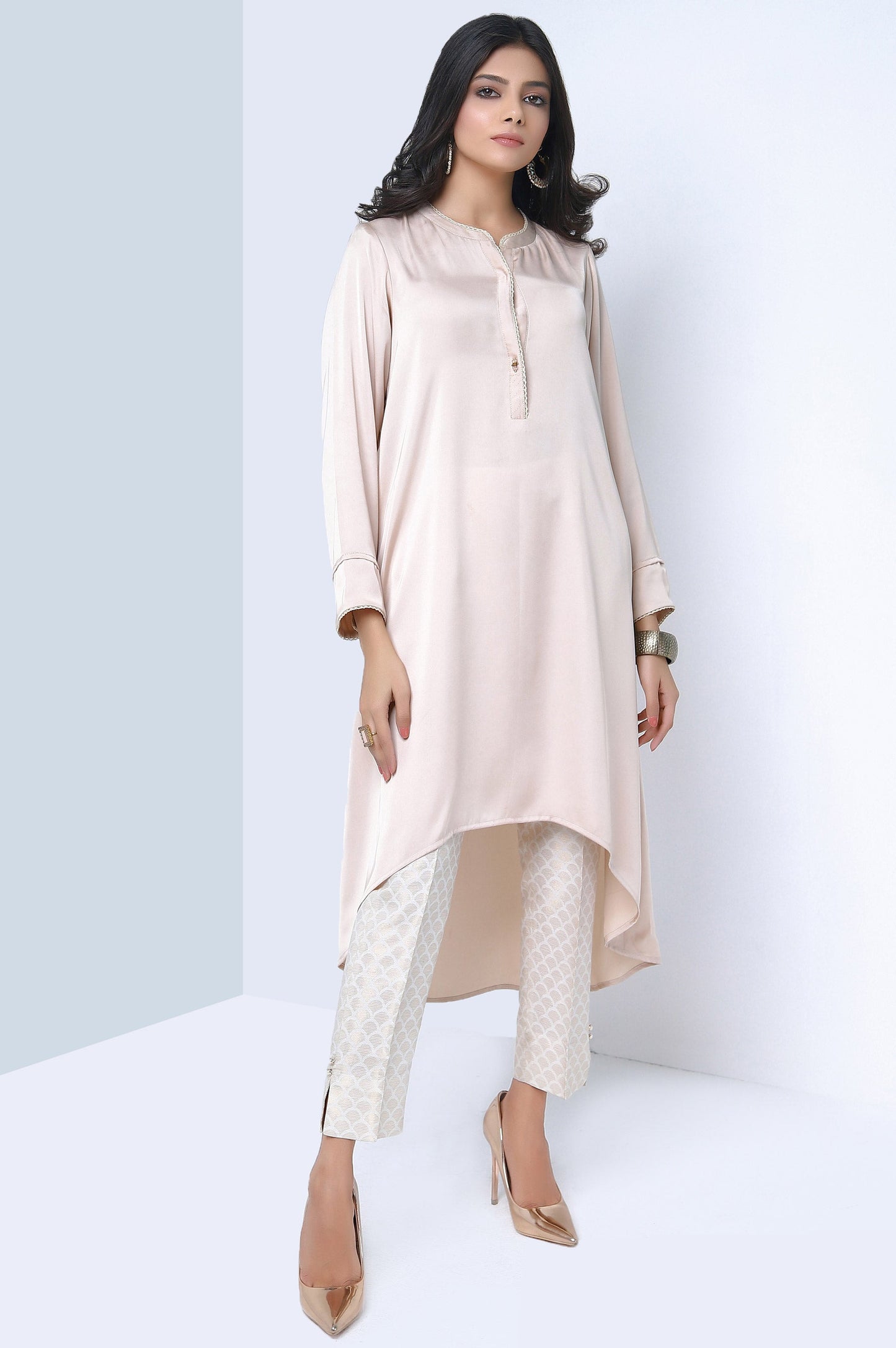 Stitched 1 Piece Solid Satin Shirt