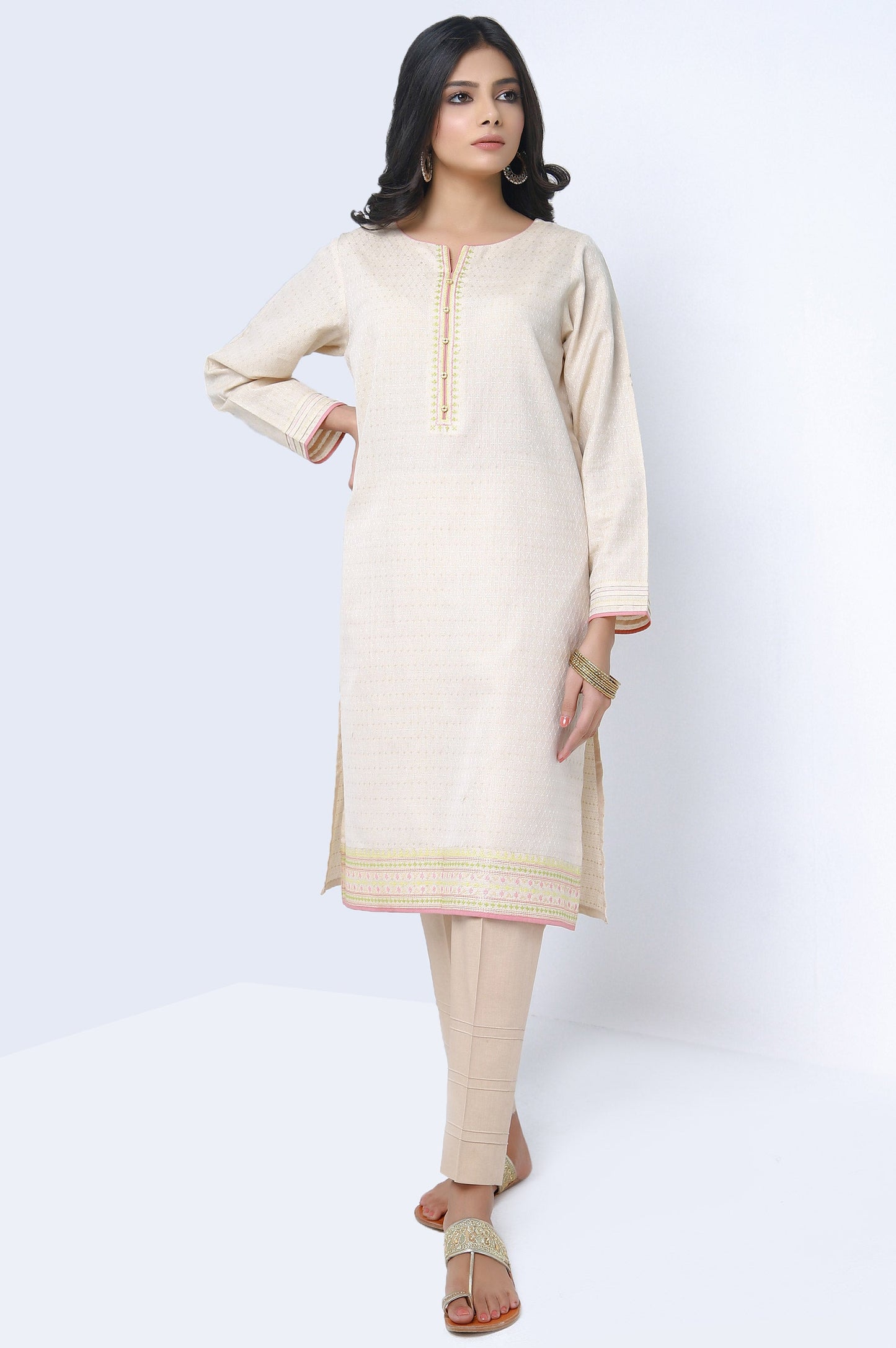 Stitched 1 Piece Embroidered Jacquard Shirt