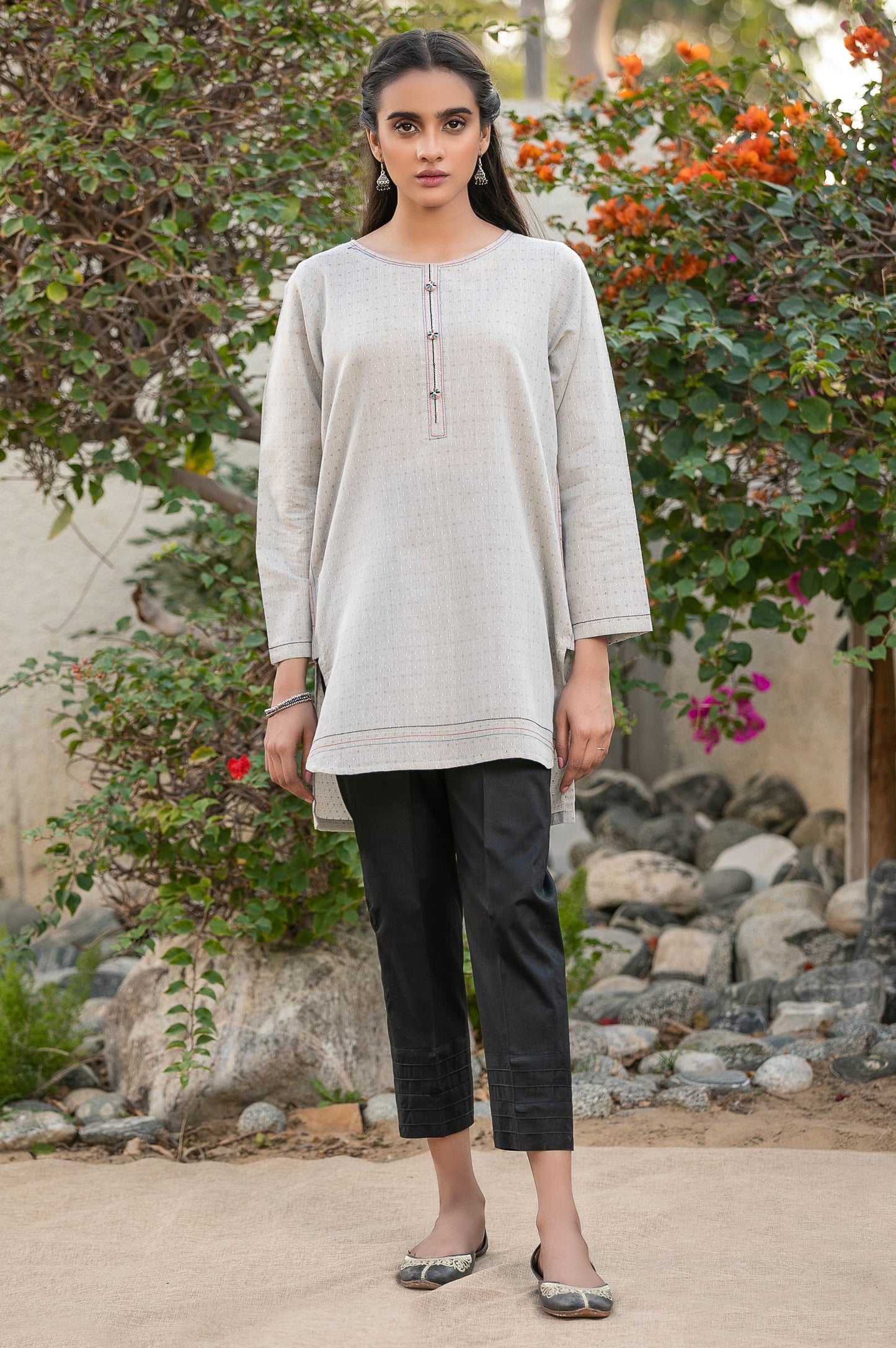 Stitched 1 Piece Embroidered Jacquard Shirt