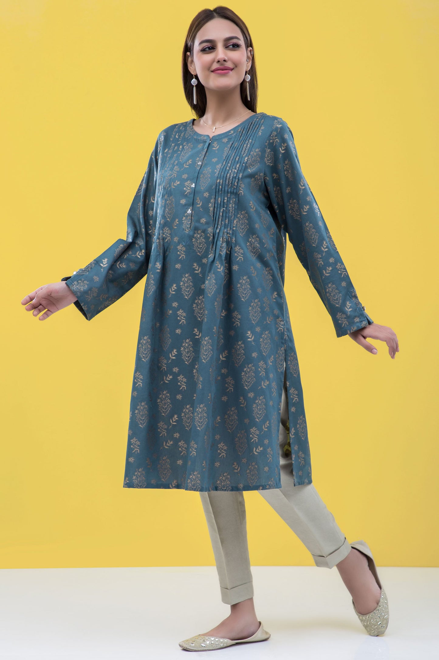 Stitched 1 Piece Embellished Jacquard Shirt