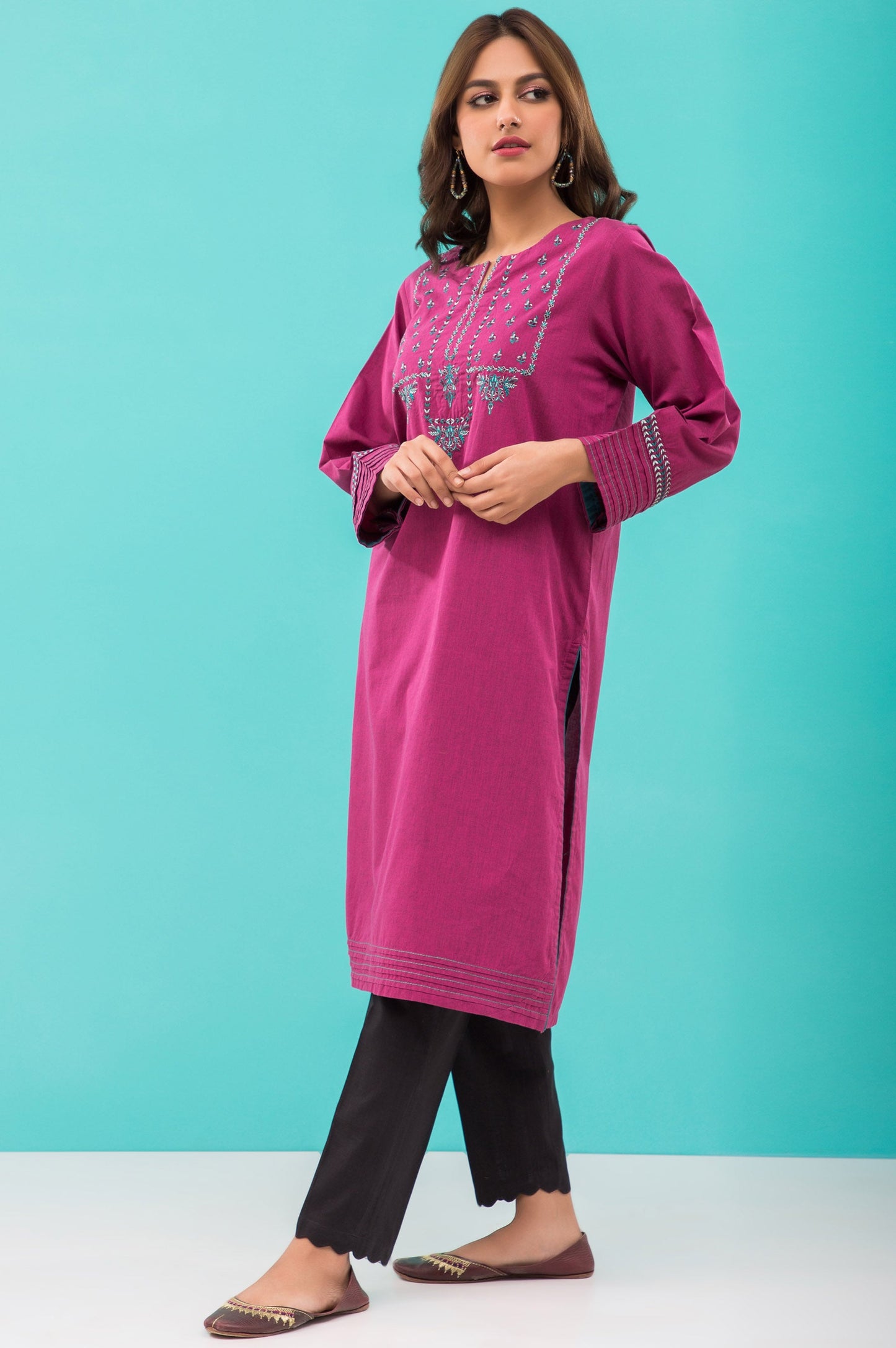 Stitched 1 Piece Embroidered Yarn Dyed Shirt