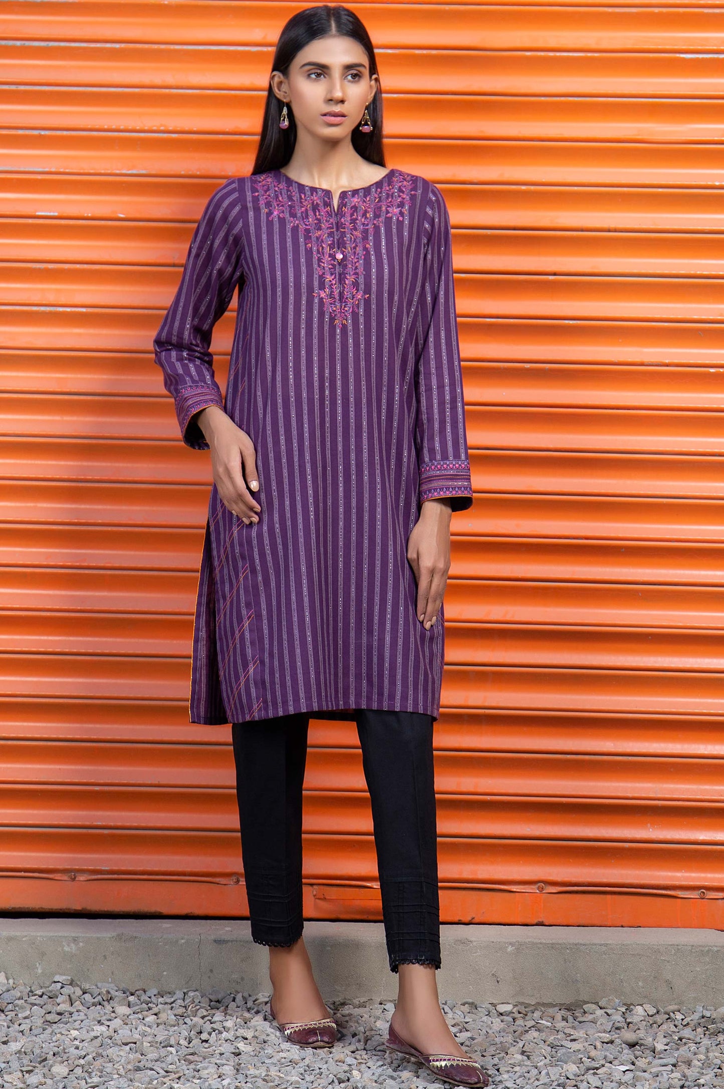 Stitched 1 Piece Embroidered Yarn Dyed Shirt