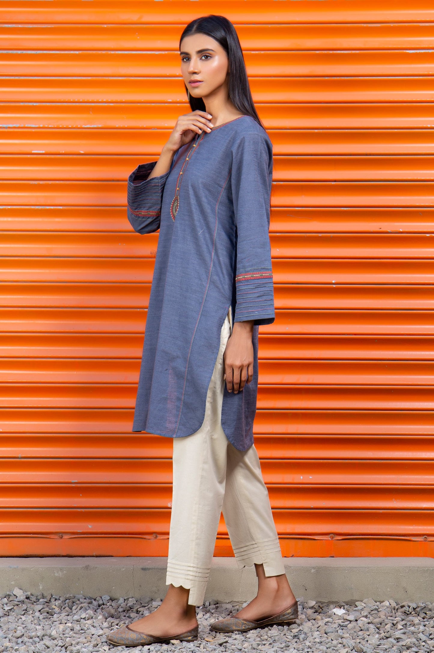 Stitched 1 Piece Embroidered Khaddar Shirt