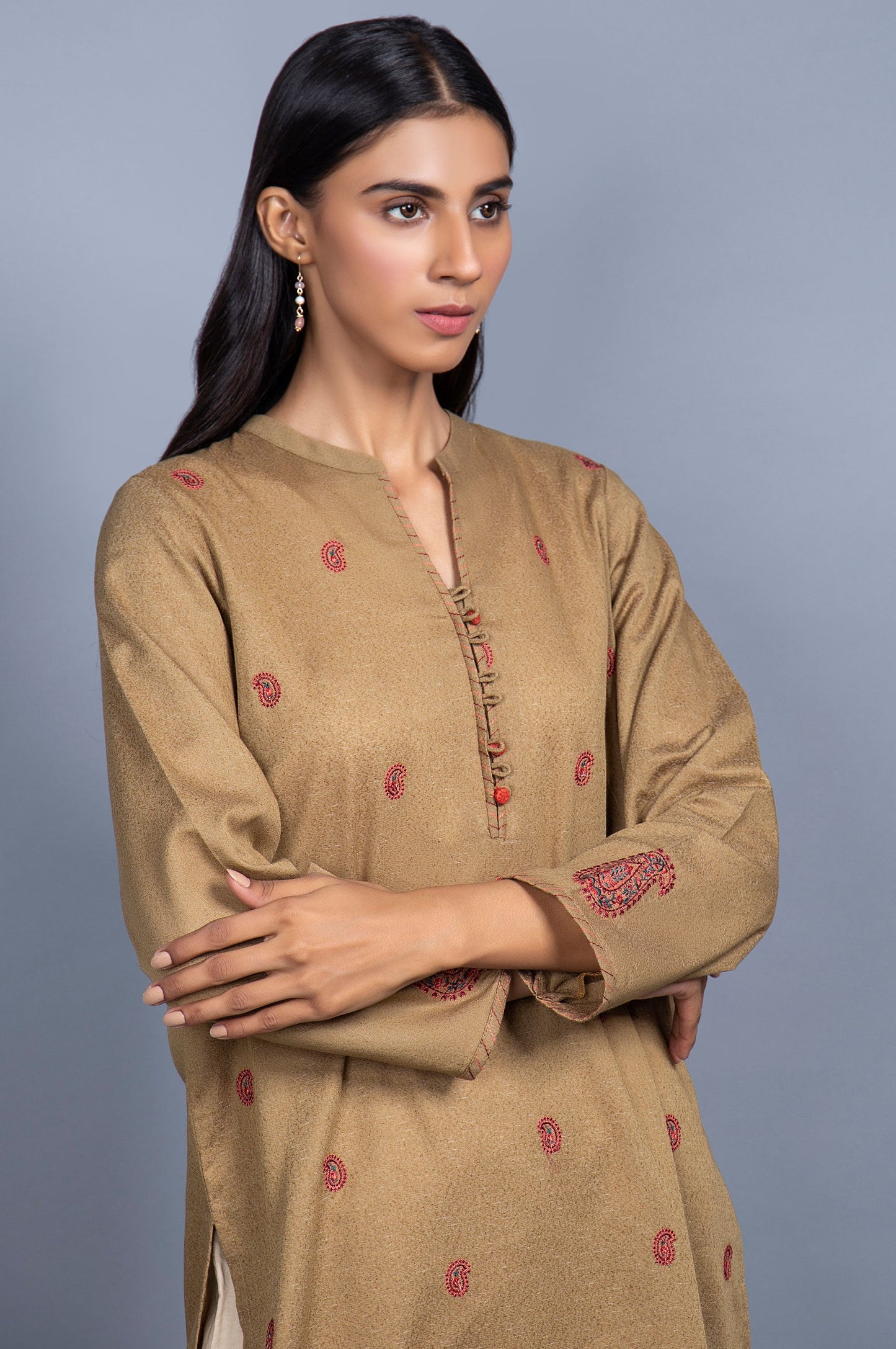 Stitched 1 Piece Embroidered Karandi Shirt
