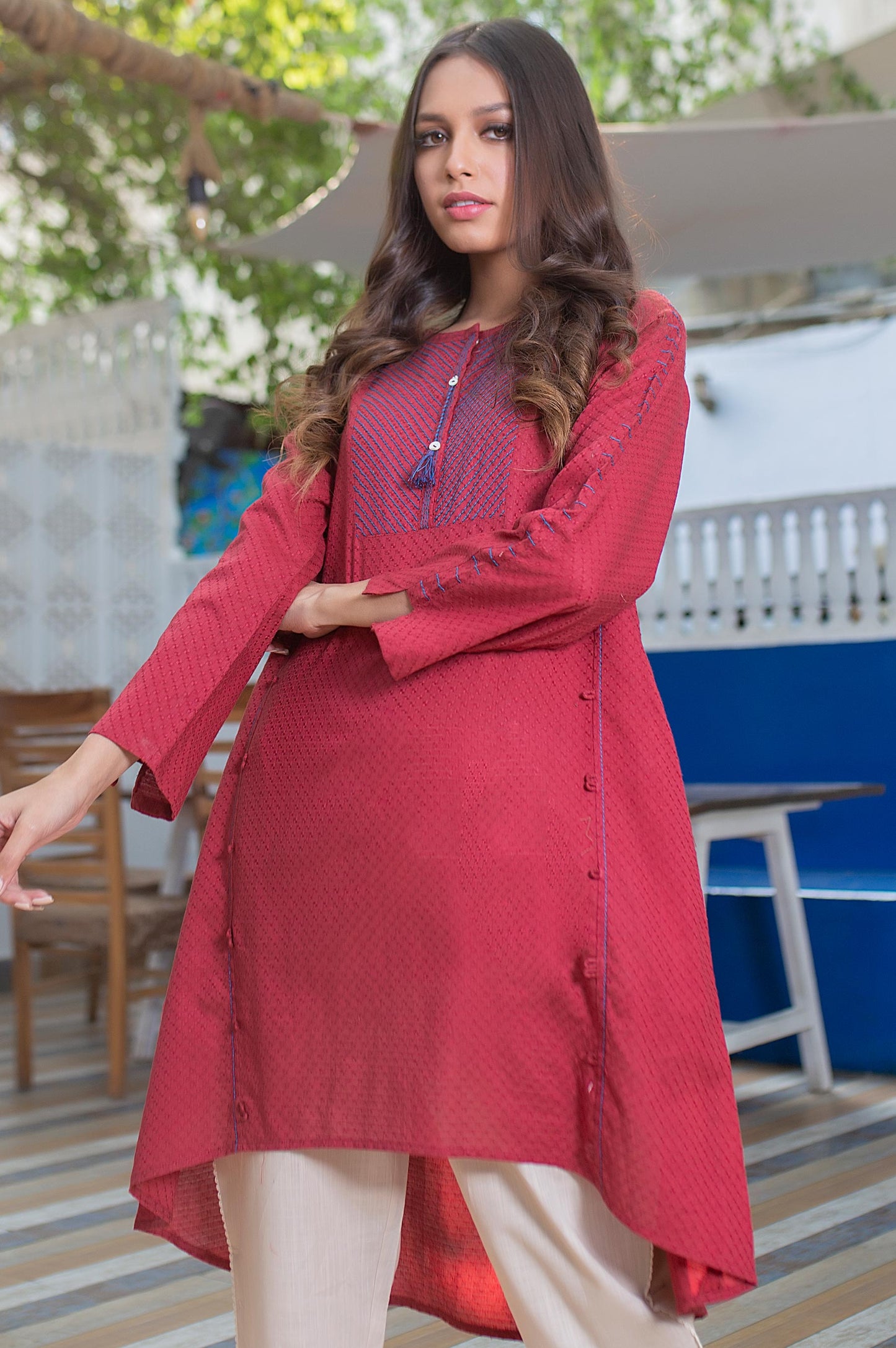 Stitched 1 Piece Embellished Jacquard Shirt