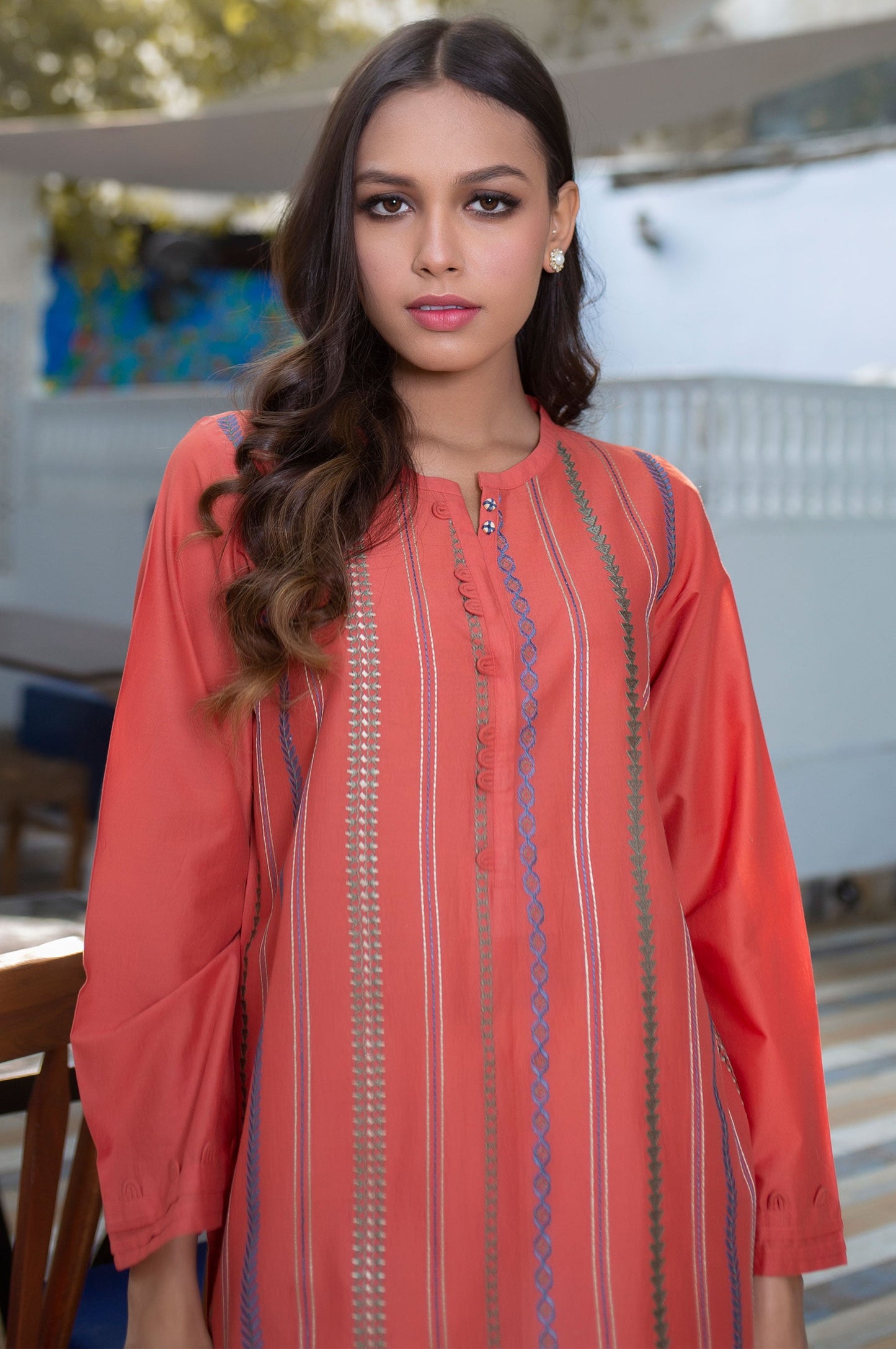 Stitched 1 Piece Embroidered Cambric Shirt