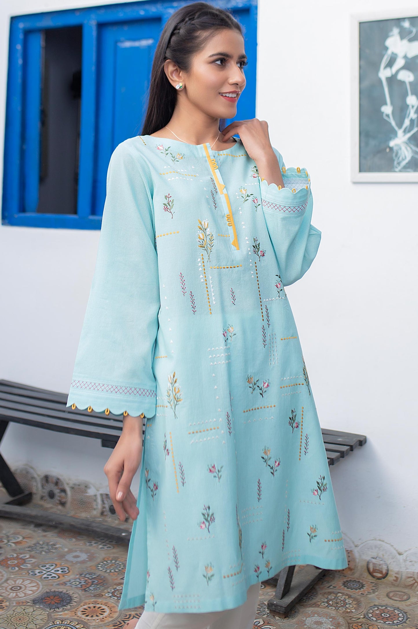 Stitched 1 Piece Embroidered Zari Masoori Shirt