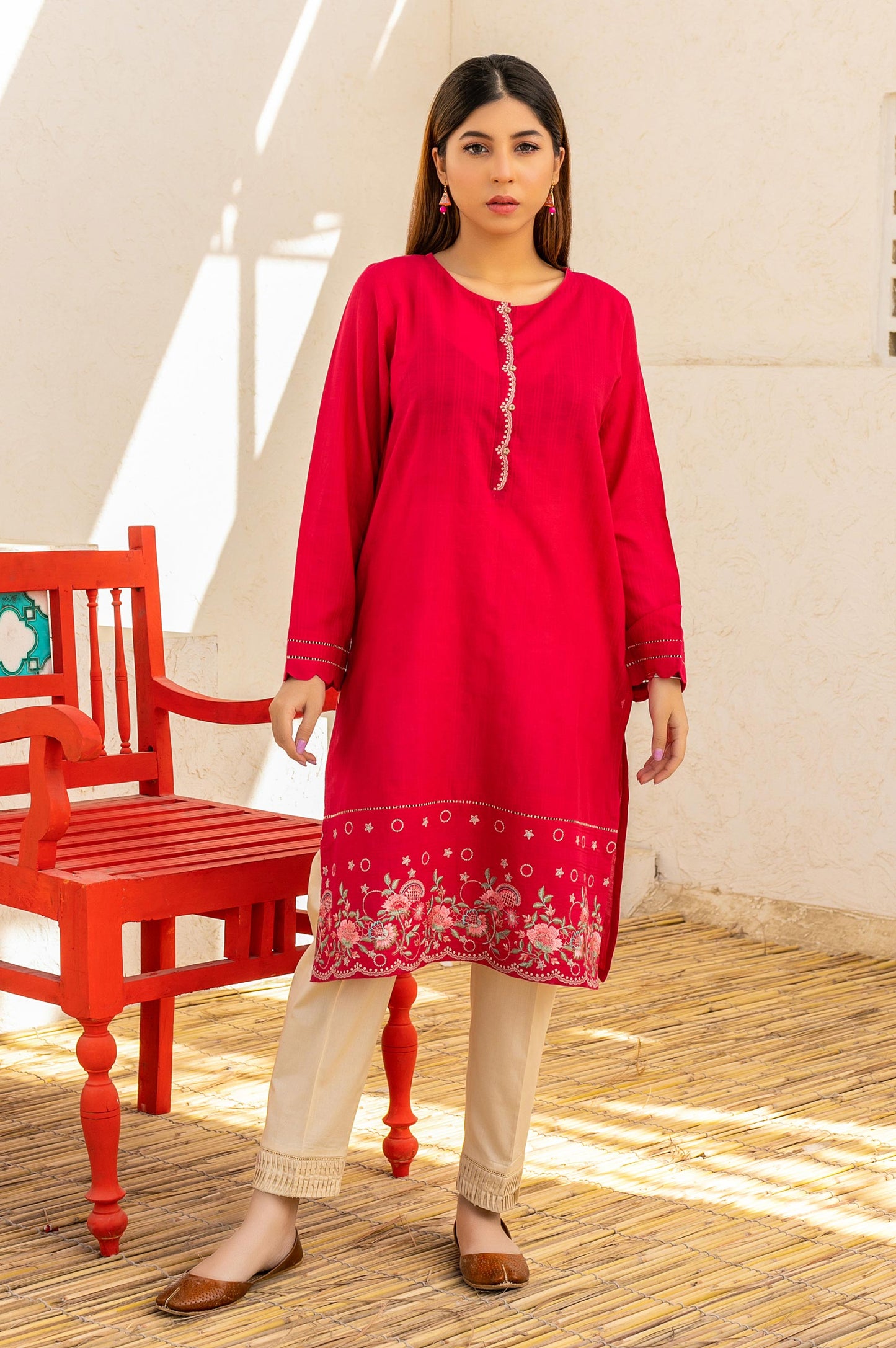 Stitched 1 Piece Embroidered Doria Shirt