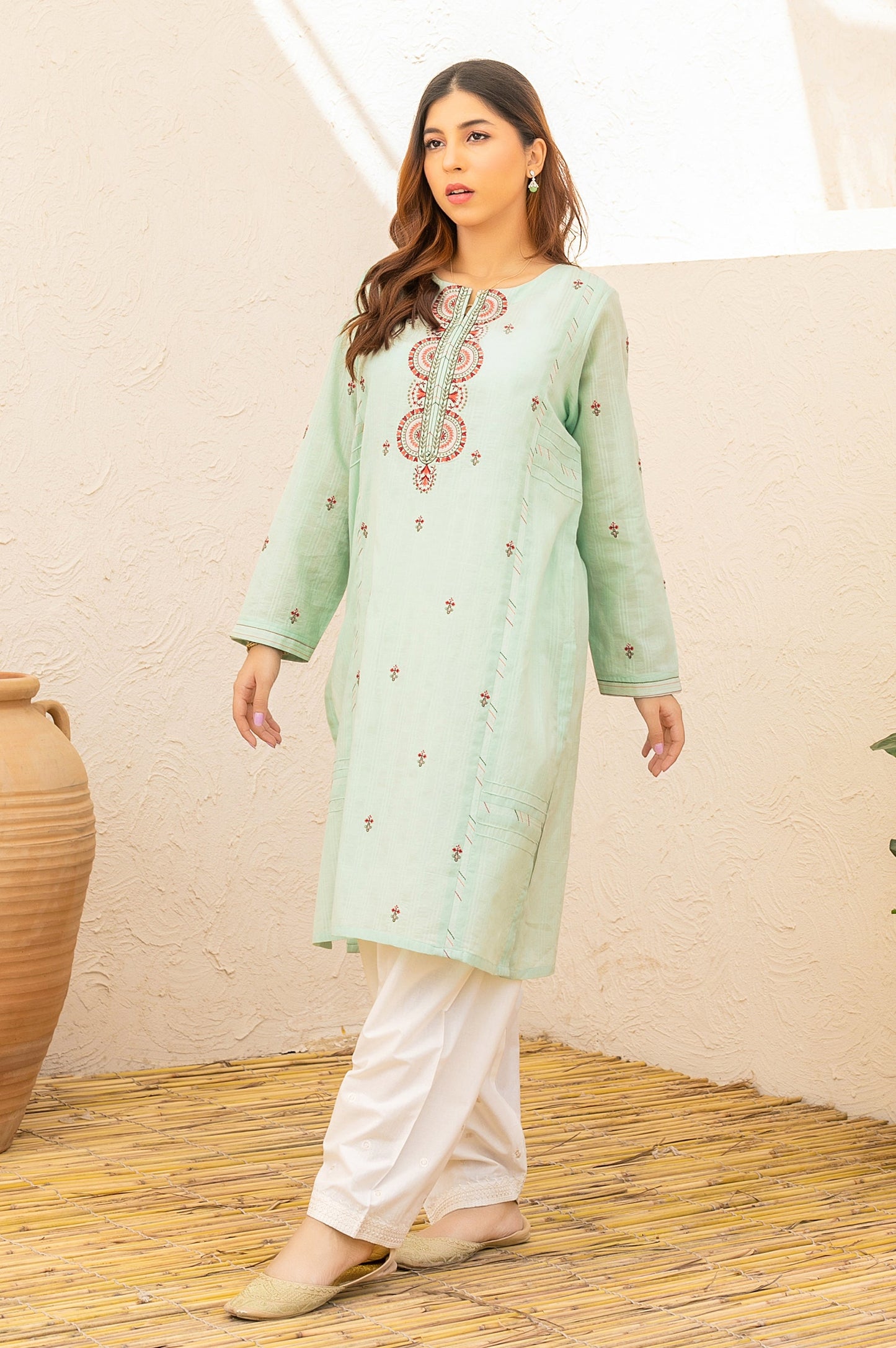 Stitched 1 Piece Embroidered Dyed Doria Shirt