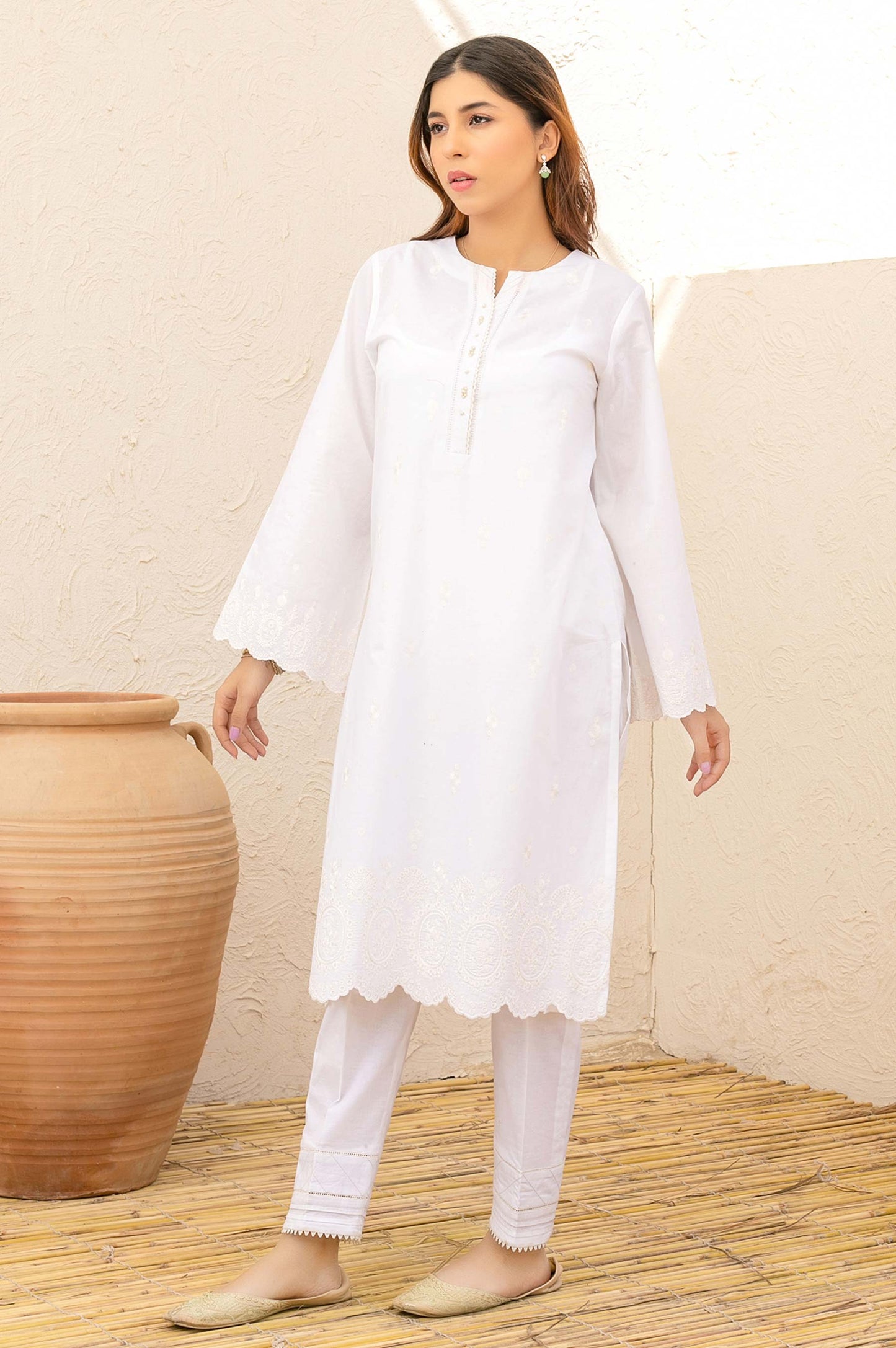 Stitched 1 Piece Embroidered Cambric Top