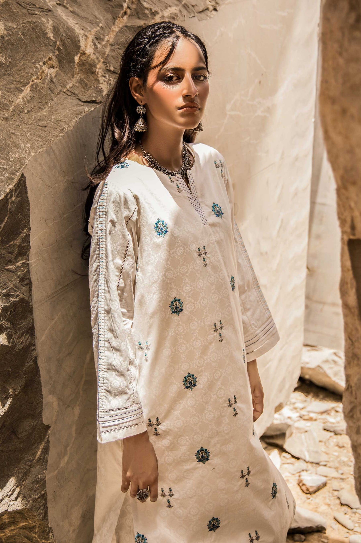 Stitched 1 Piece Embroidered Cambric Shirt