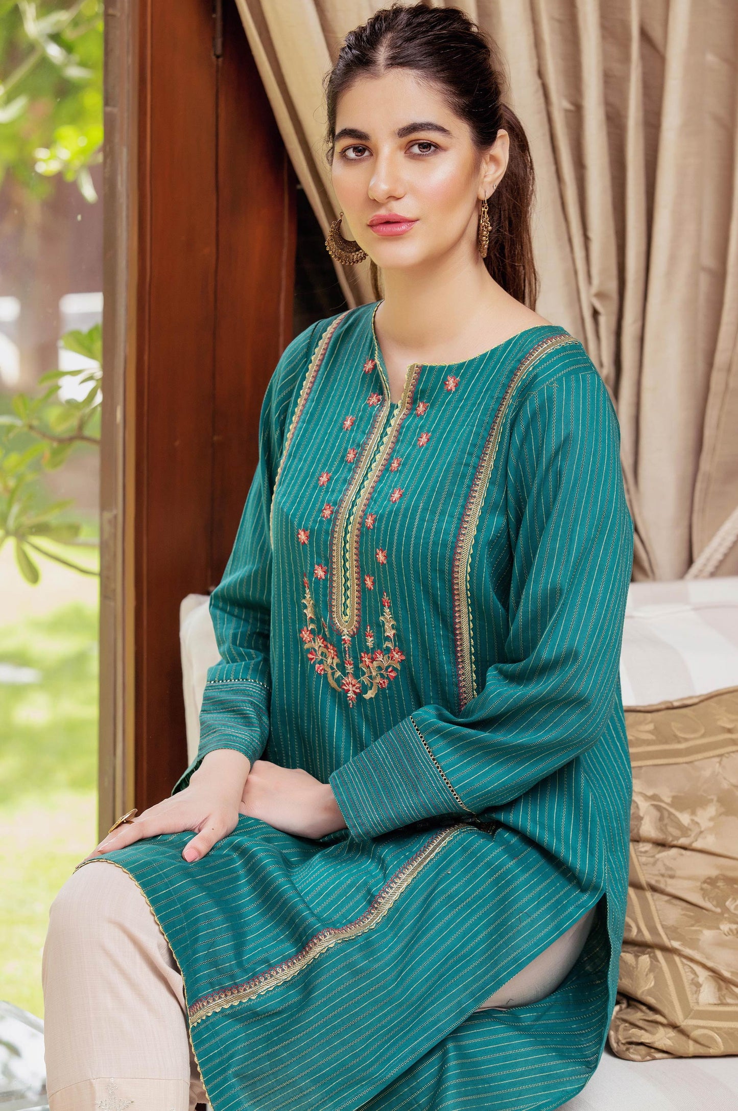 Stitched 1 Piece Embroidered Zari Turkishi Shirt