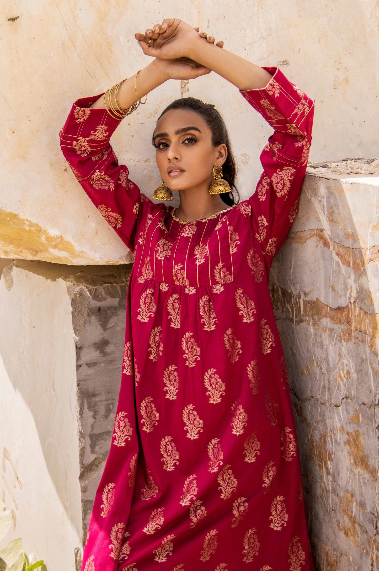 Stitched 1 Piece Satin Jacquard Shirt