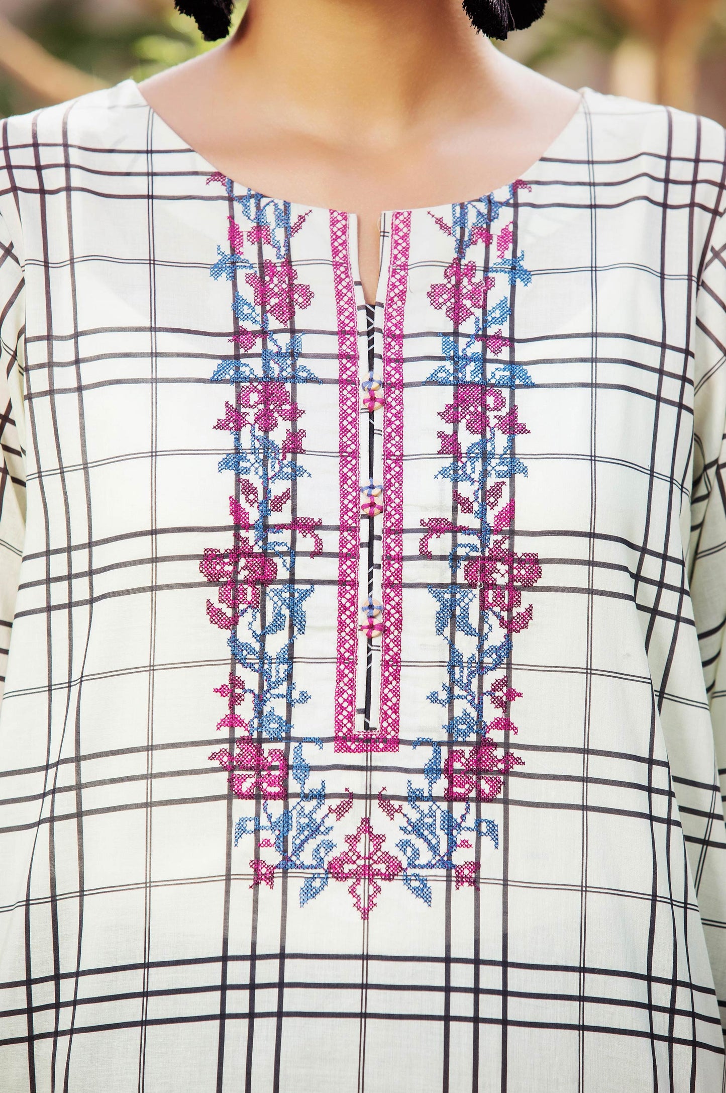 Stitched 1 Piece Embroidered Yarn Dyed Shirt