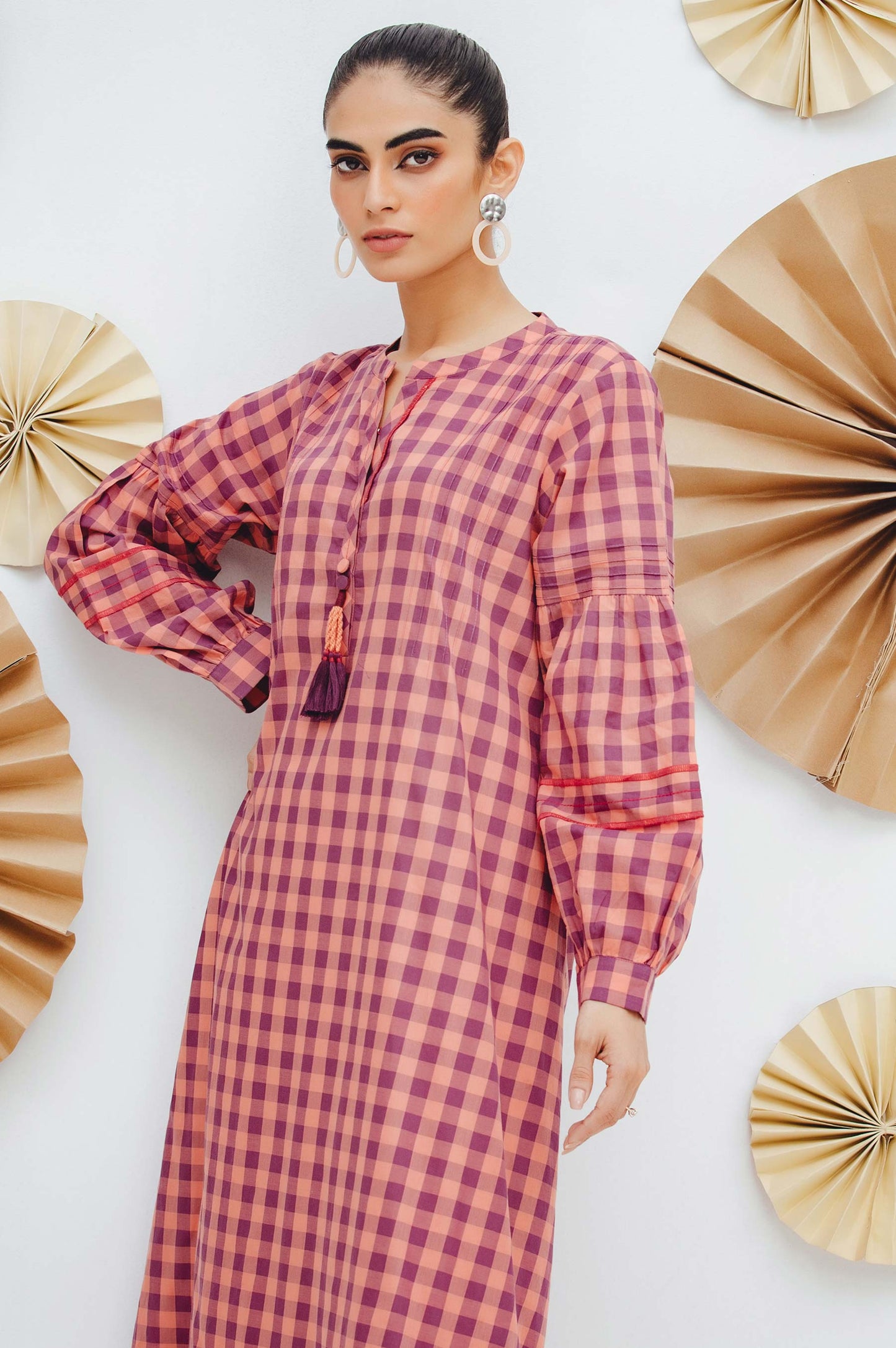 Stitched 1 Piece Embellished Yarn Dyed Shirt