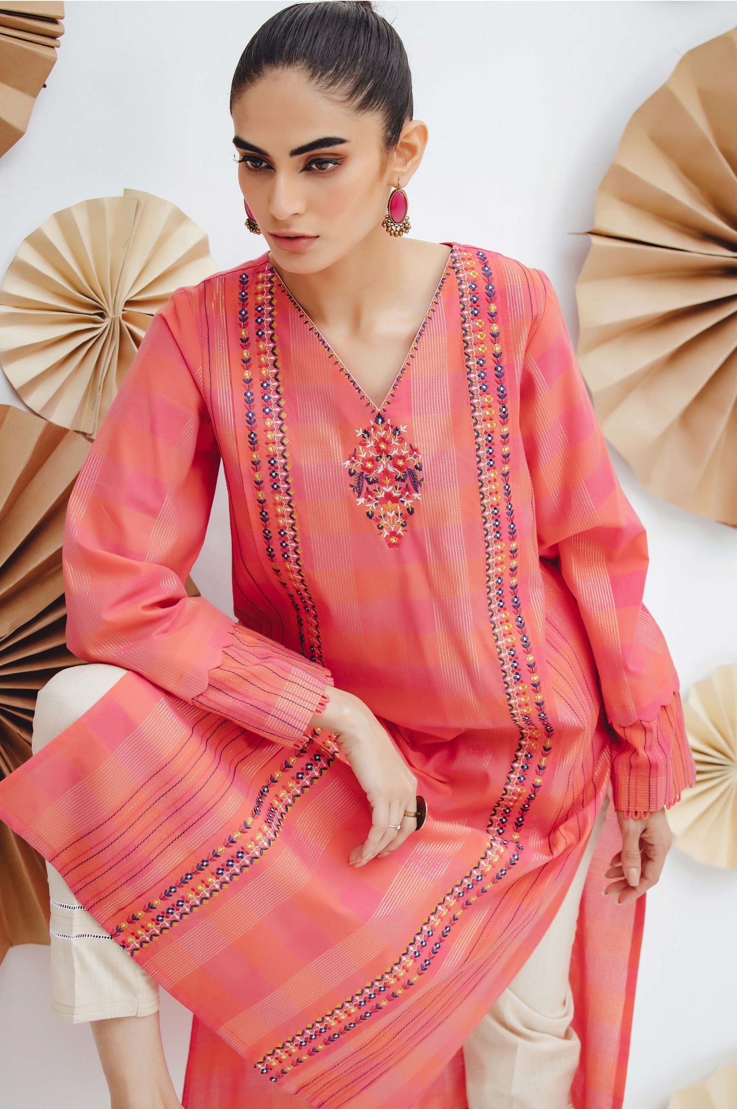 Stitched 1 Piece Embroidered Yarn Dyed Shirt