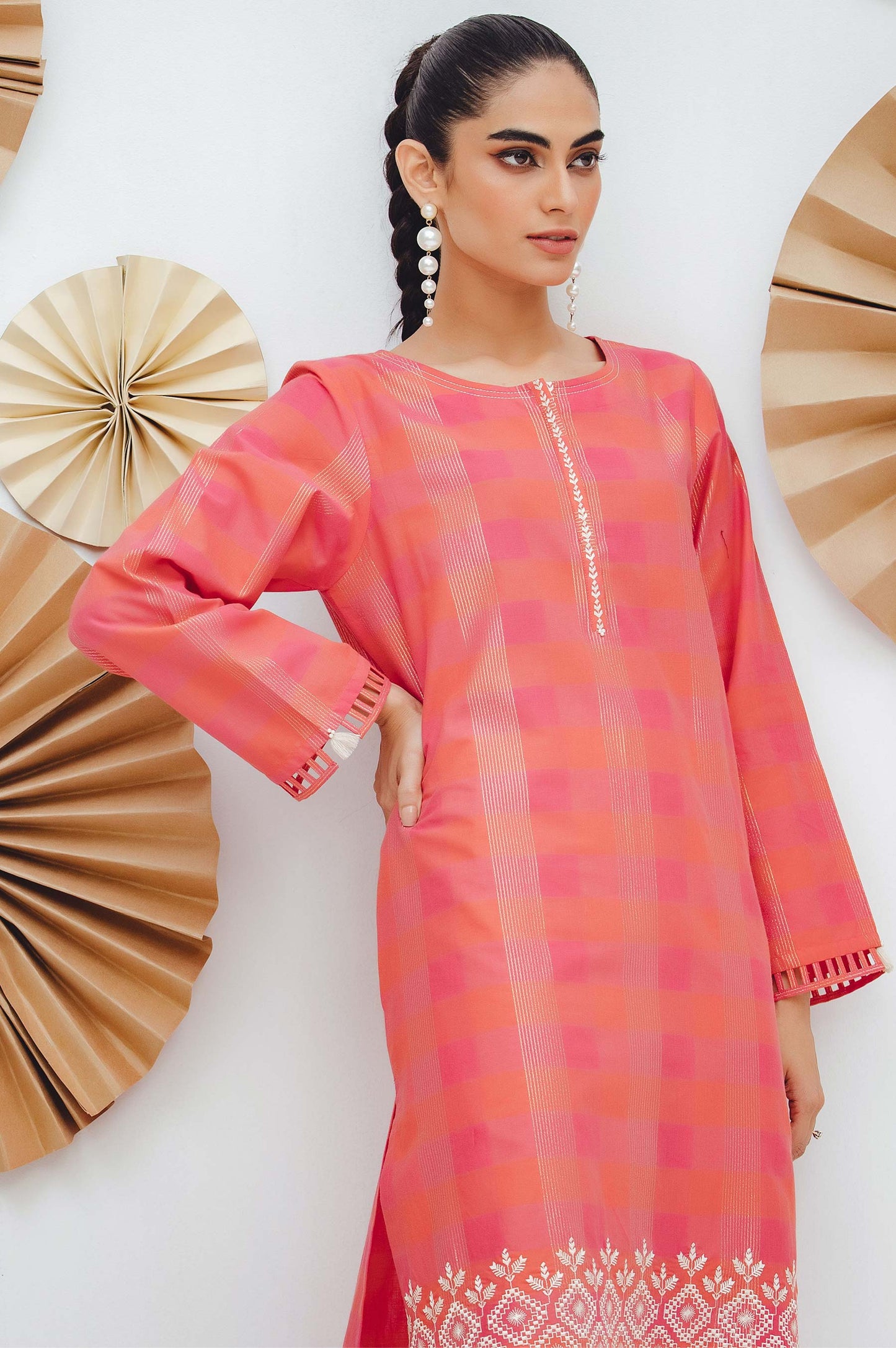 Stitched 1 Piece Embroidered Yarn Dyed Shirt