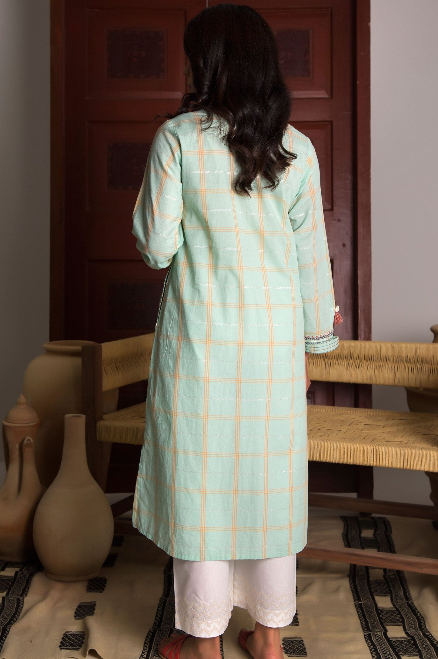 Stitched 1 Piece Yarn Dyed Stripes Shirt