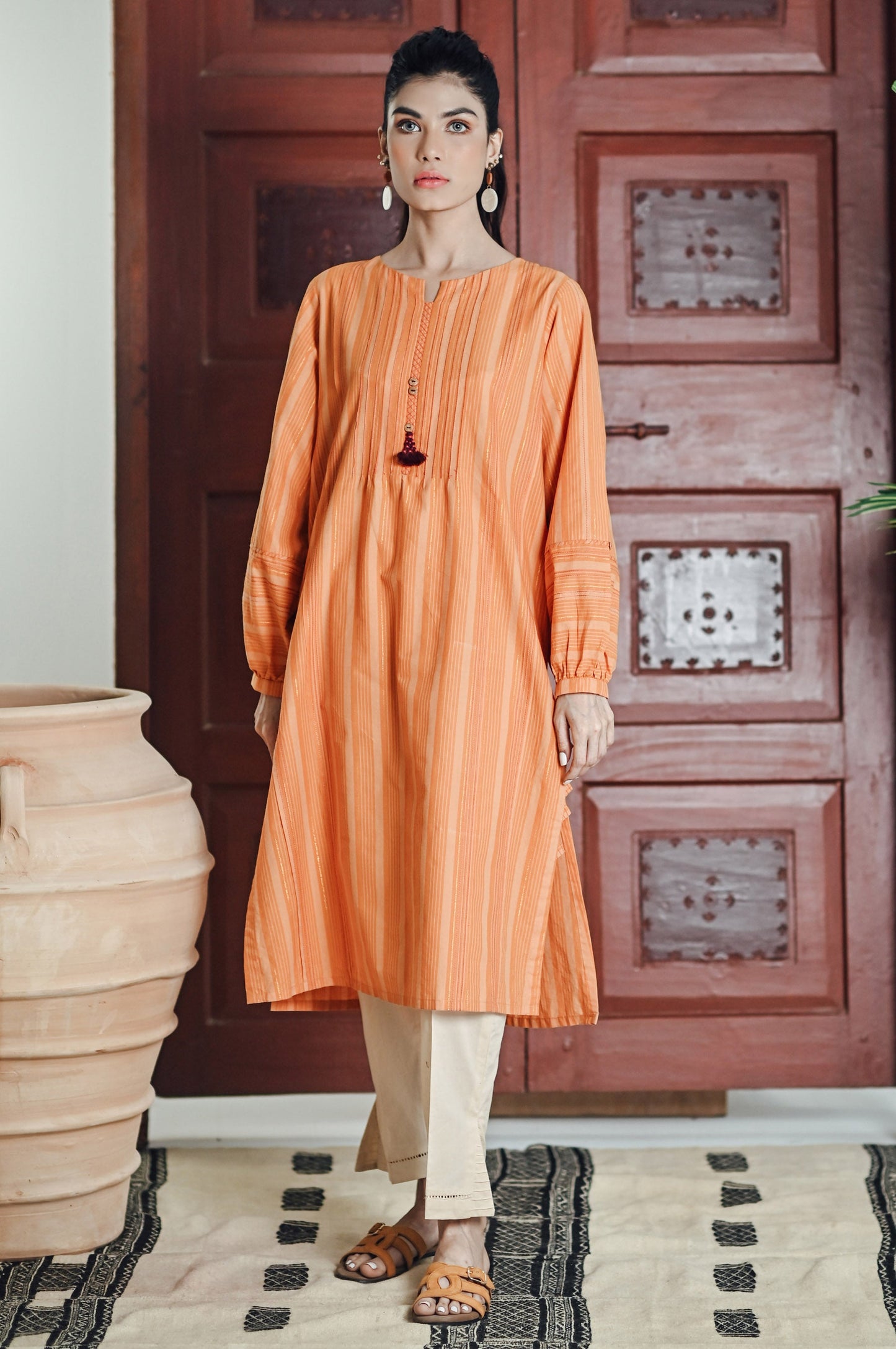 Stitched 1 Piece Yarn Dyed Stripes Top