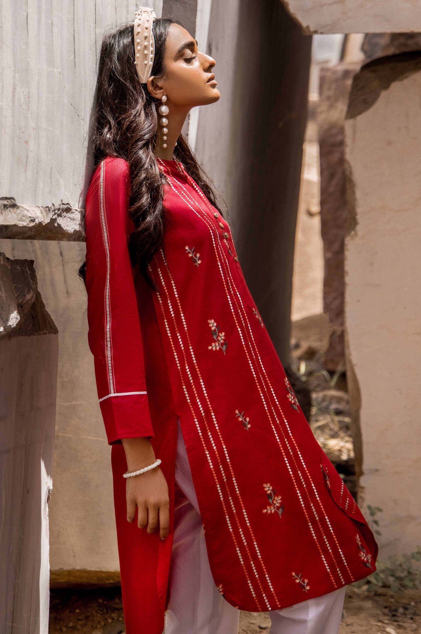 Stitched 1 Piece Embroidered Cambric Shirt