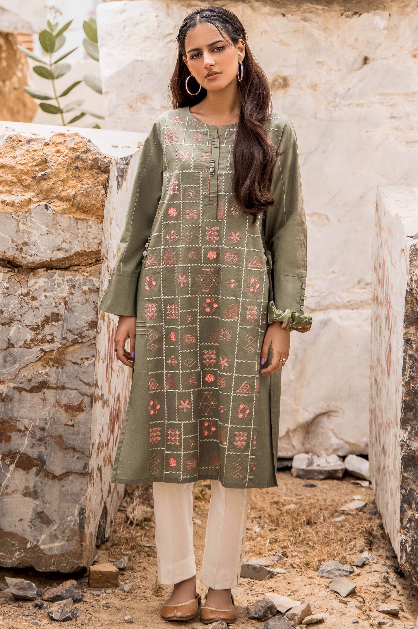 Stitched 1 Piece Cambric Embroidered Top