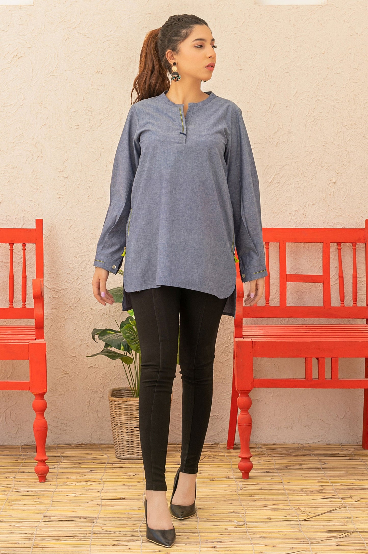 Stitched 1 Piece Chambray Shirt