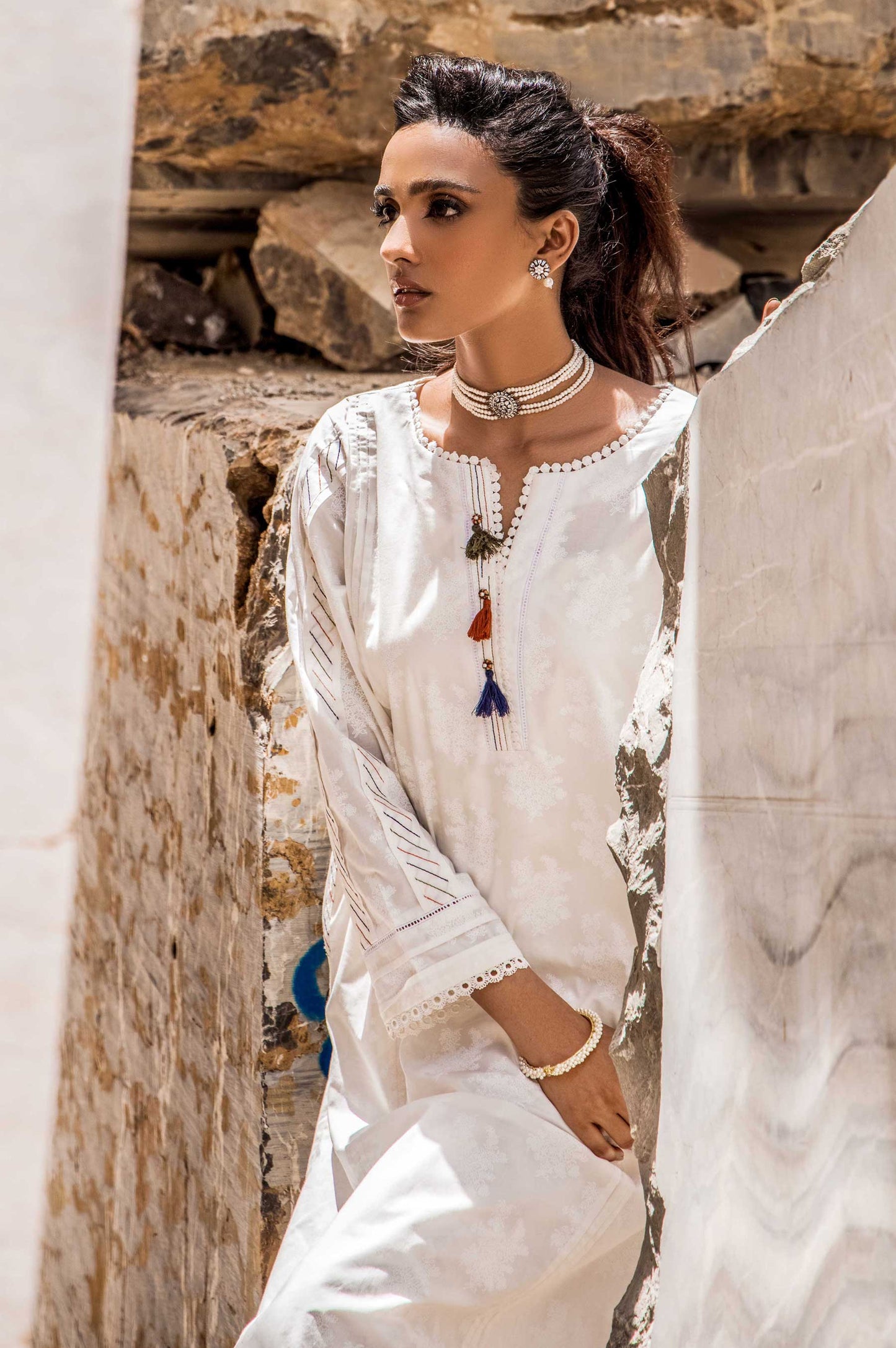 Stitched 1 Piece Printed White Paste Cambric Shirt