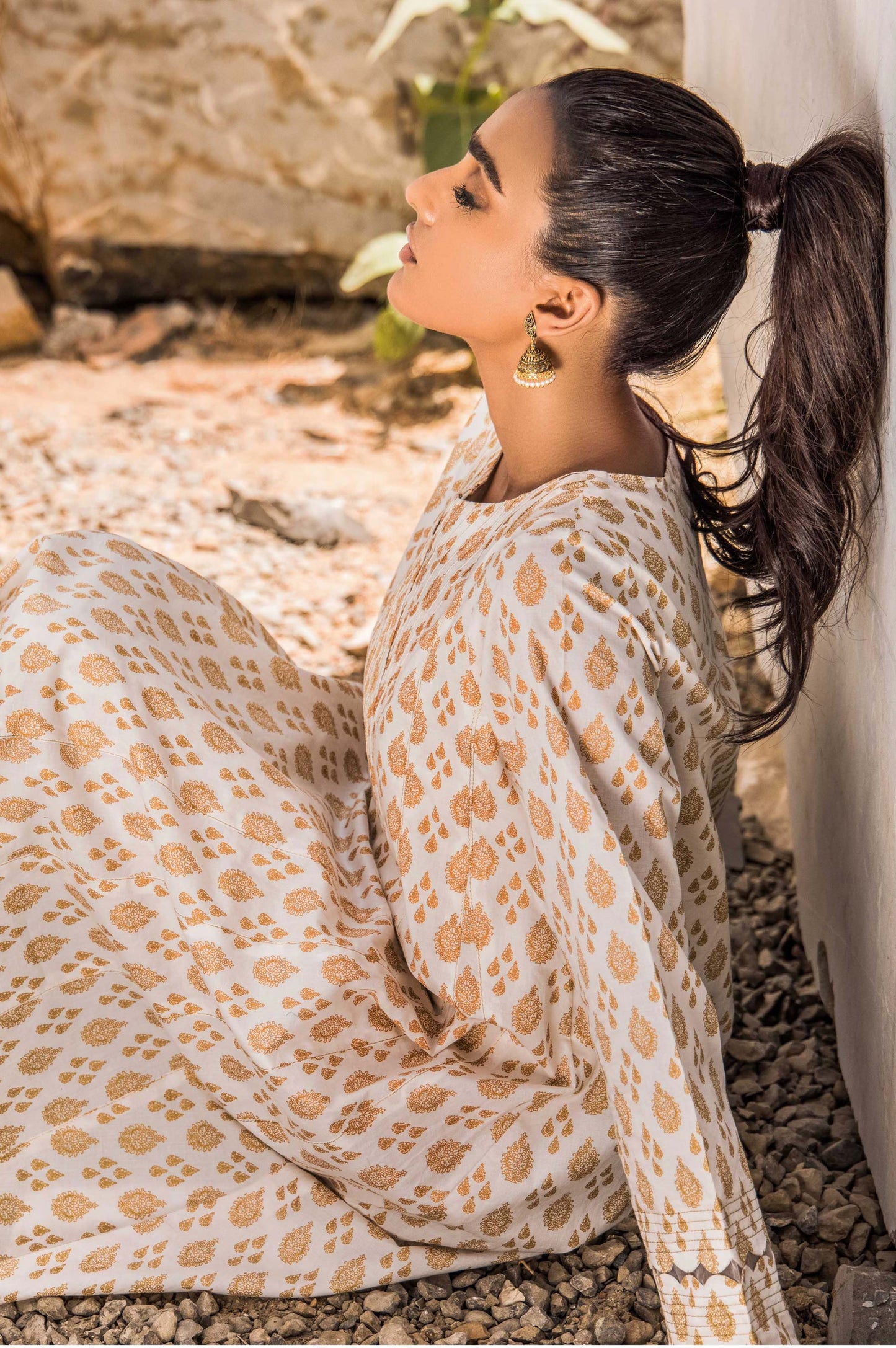 Stitched 1 Piece Printed Gold Paste Cambric Shirt