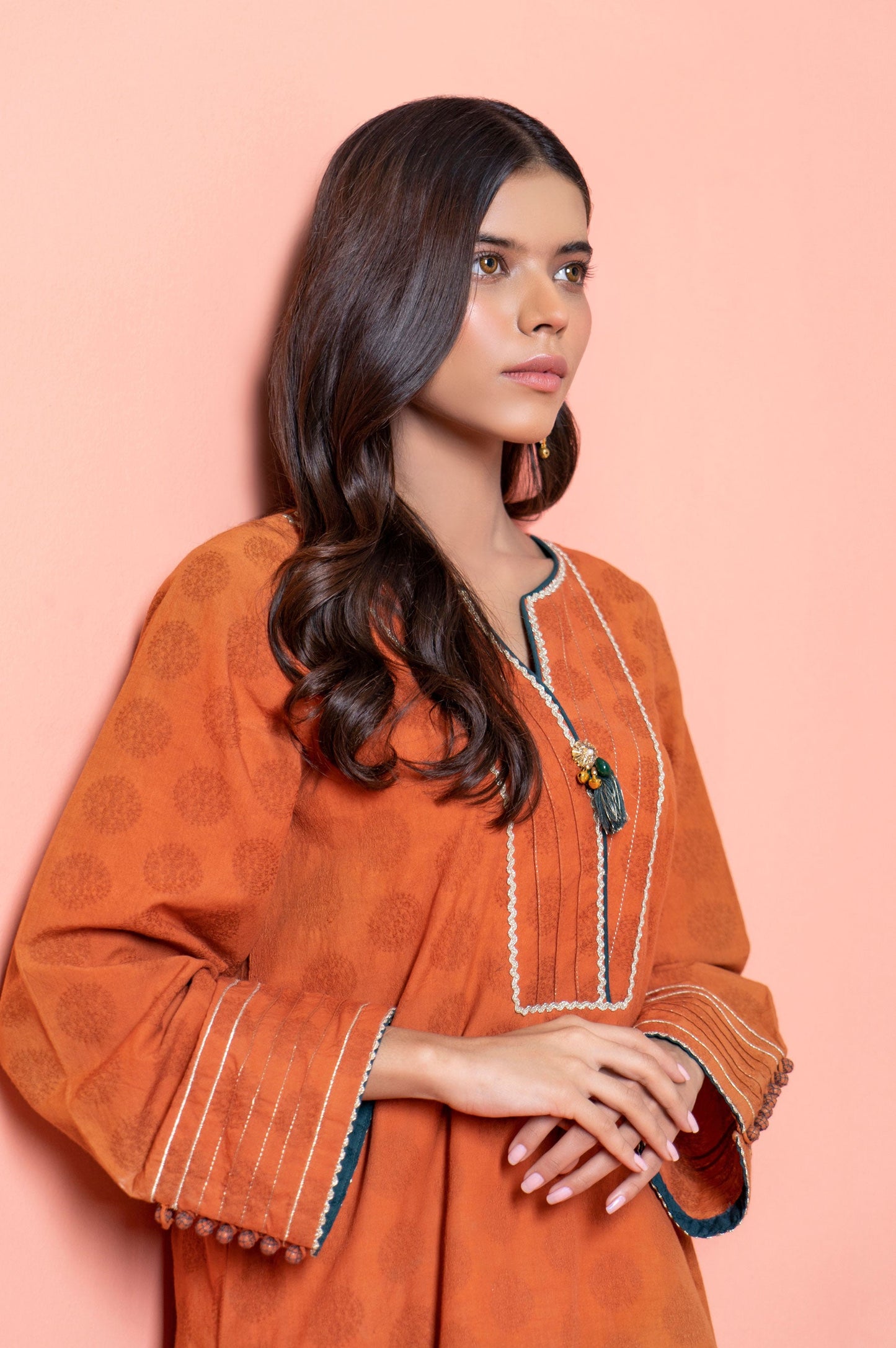 Stitched 1 Piece Embellished Jacquard Kurta