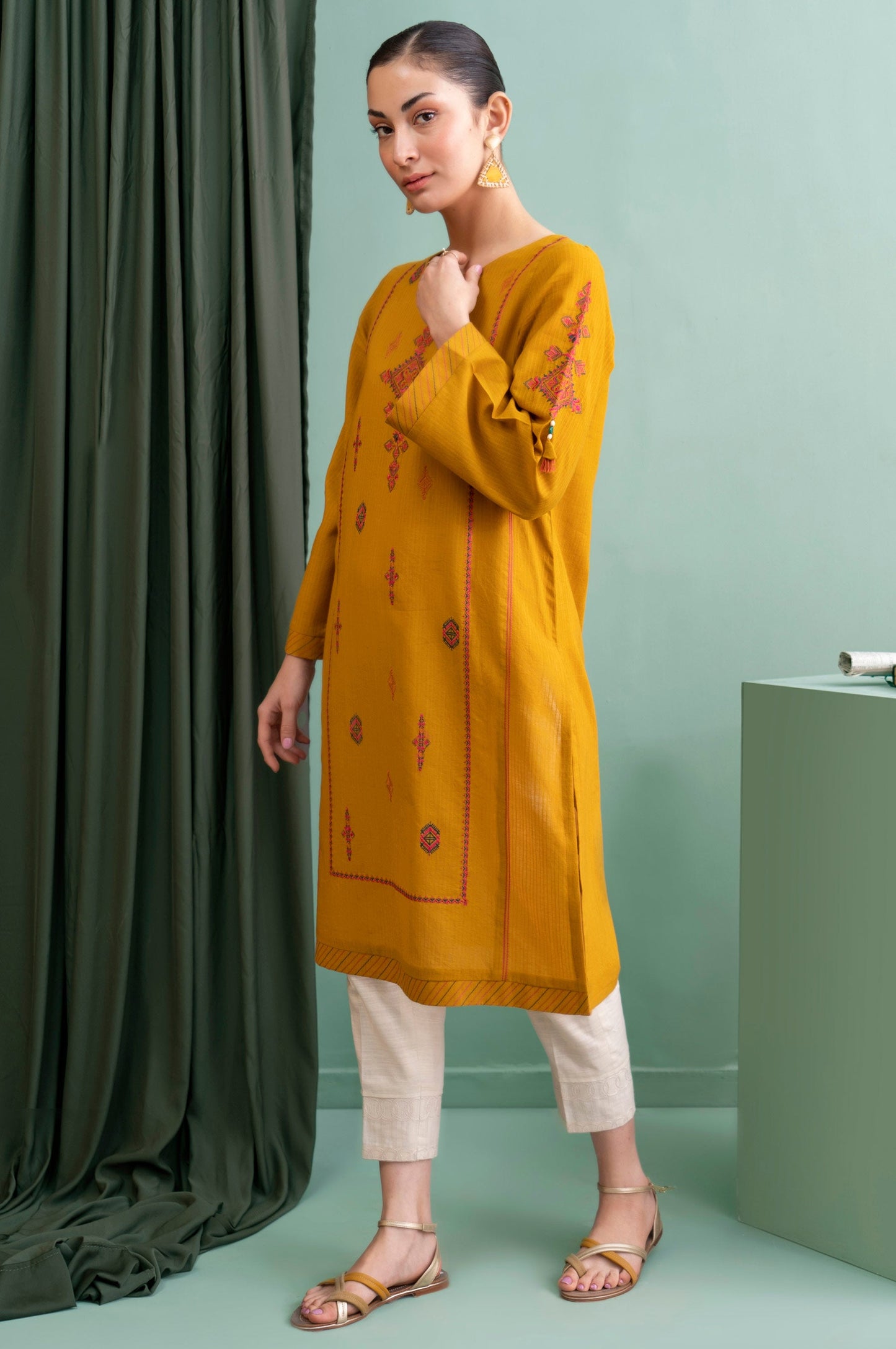 Stitched 1 Piece Embroidered Doria Shirt