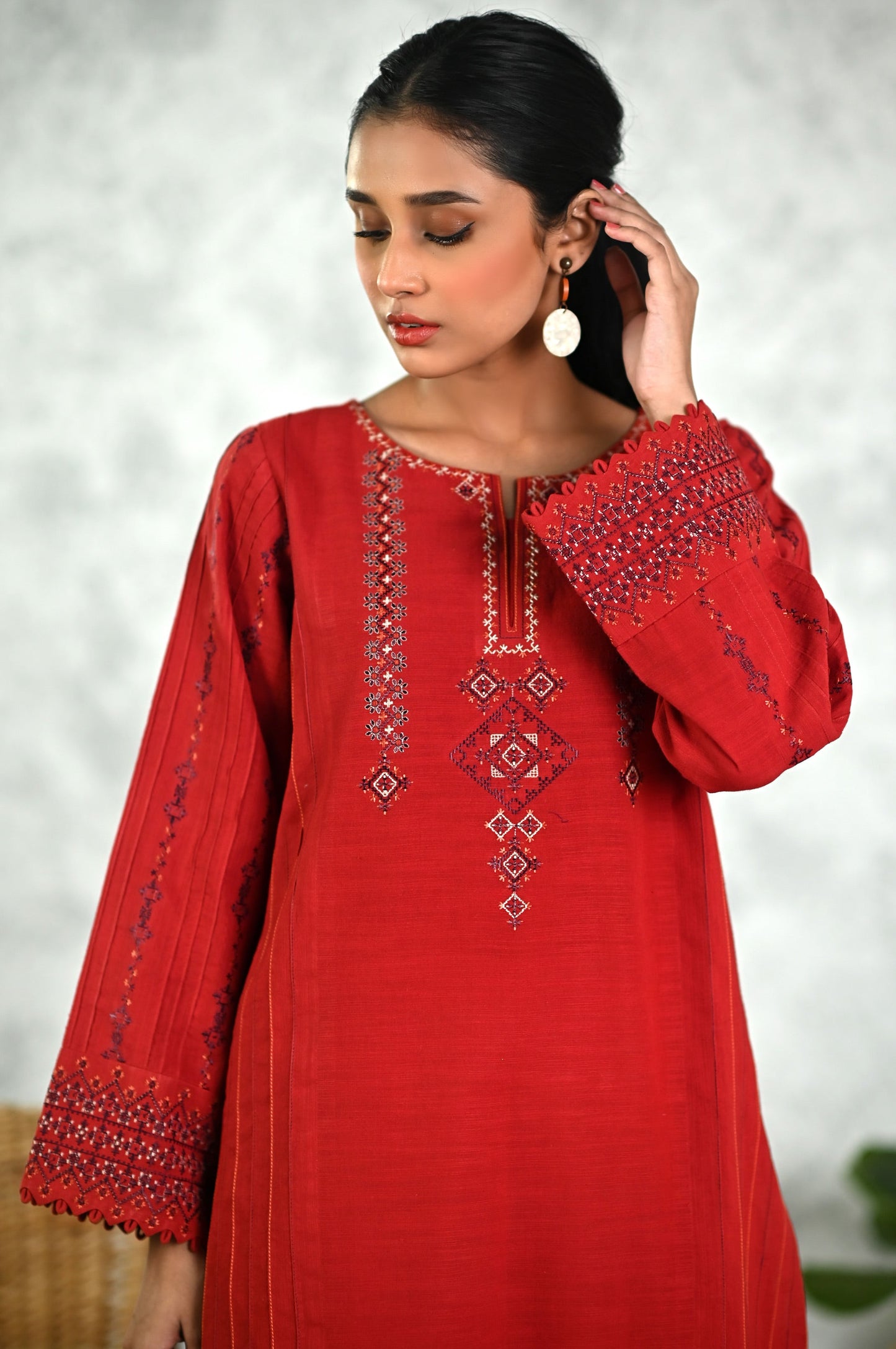 Stitched 1 Piece Embroidered Khaddar Shirt