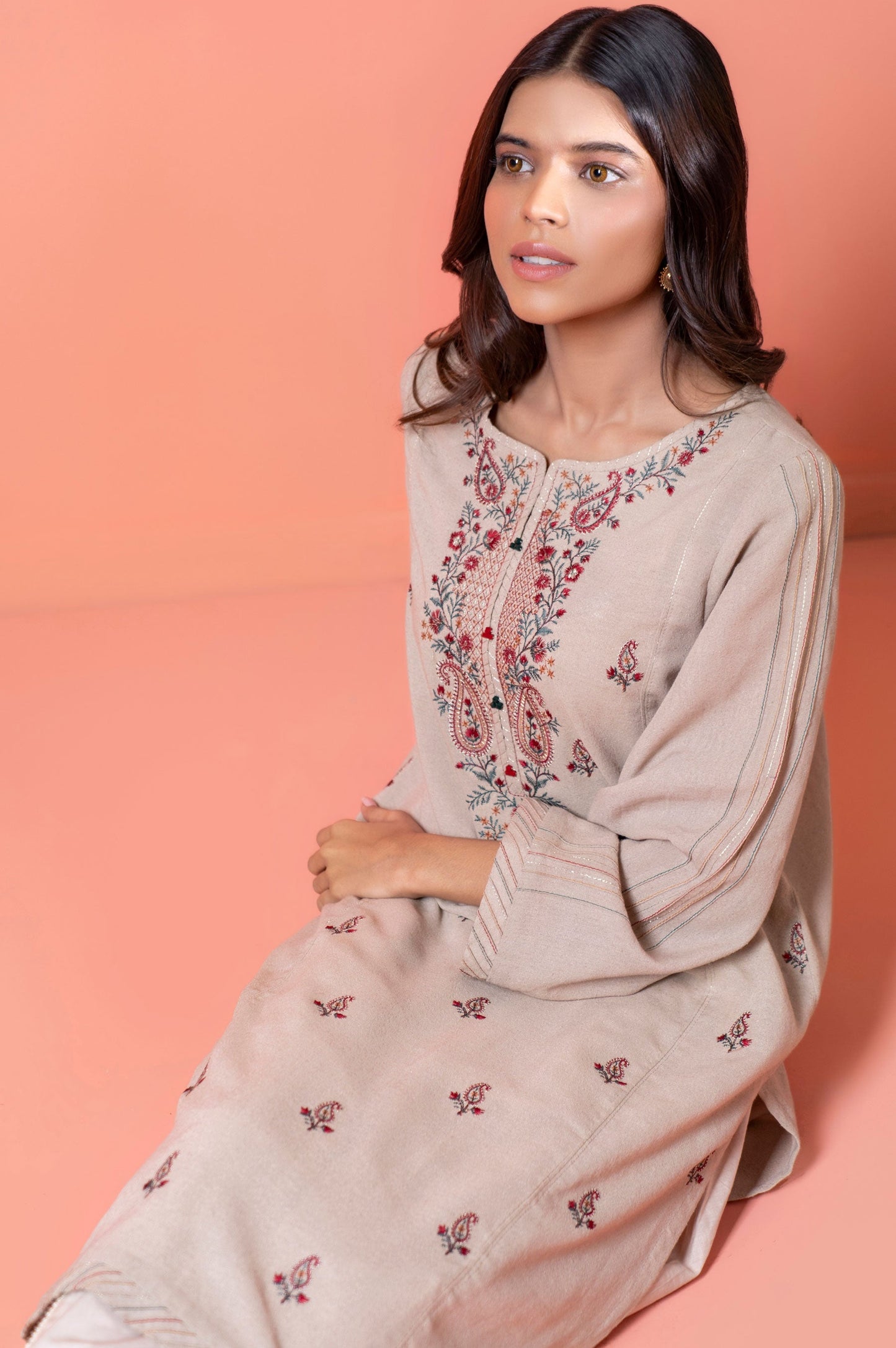 Stitched 1 Piece Embroidered Karandi Shirt