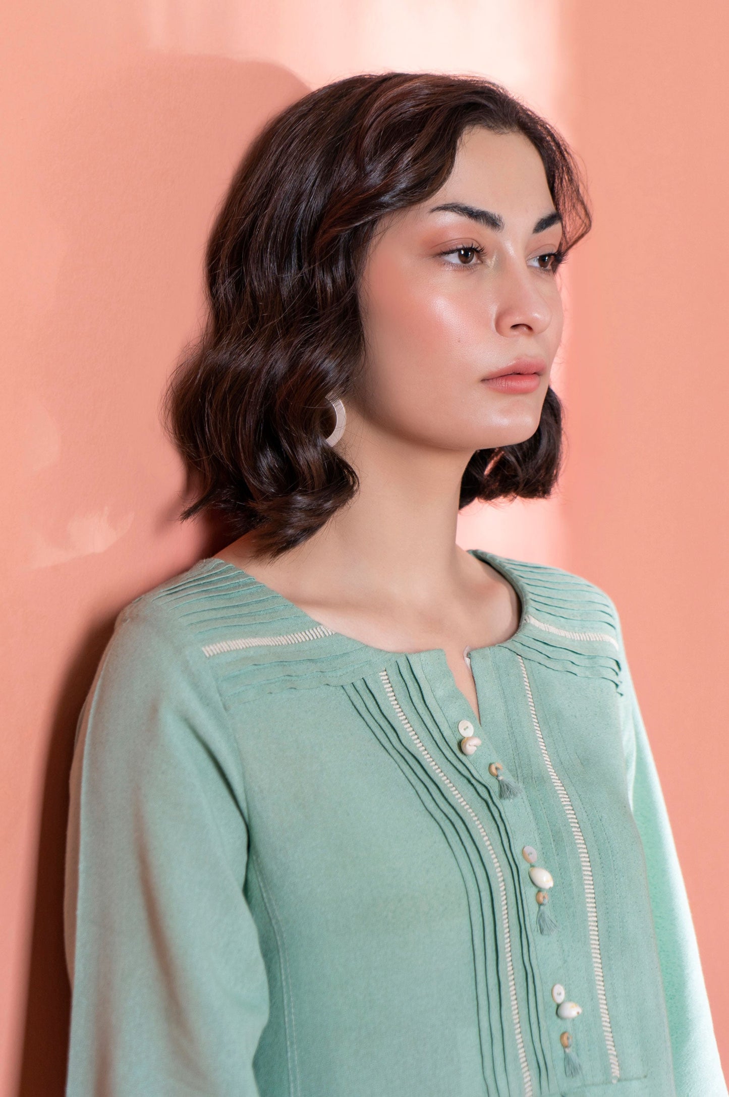 Stitched 1 Piece Embellished Karandi Shirt